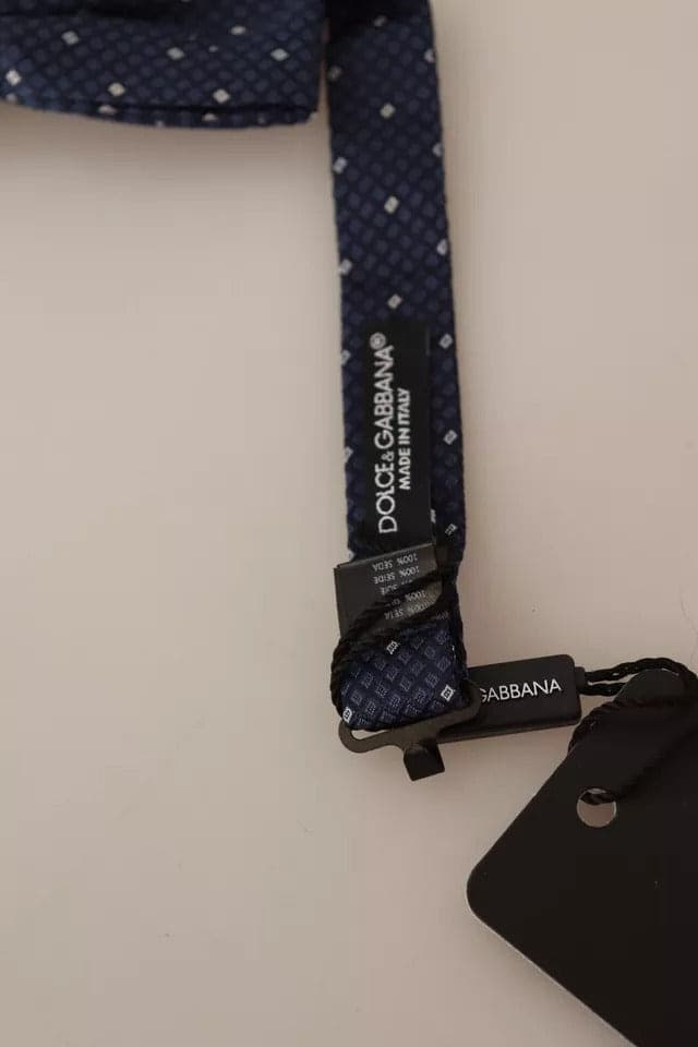 Dolce & Gabbana Blue Patterned Silk Adjustable Neck Bow Tie Men - 6
