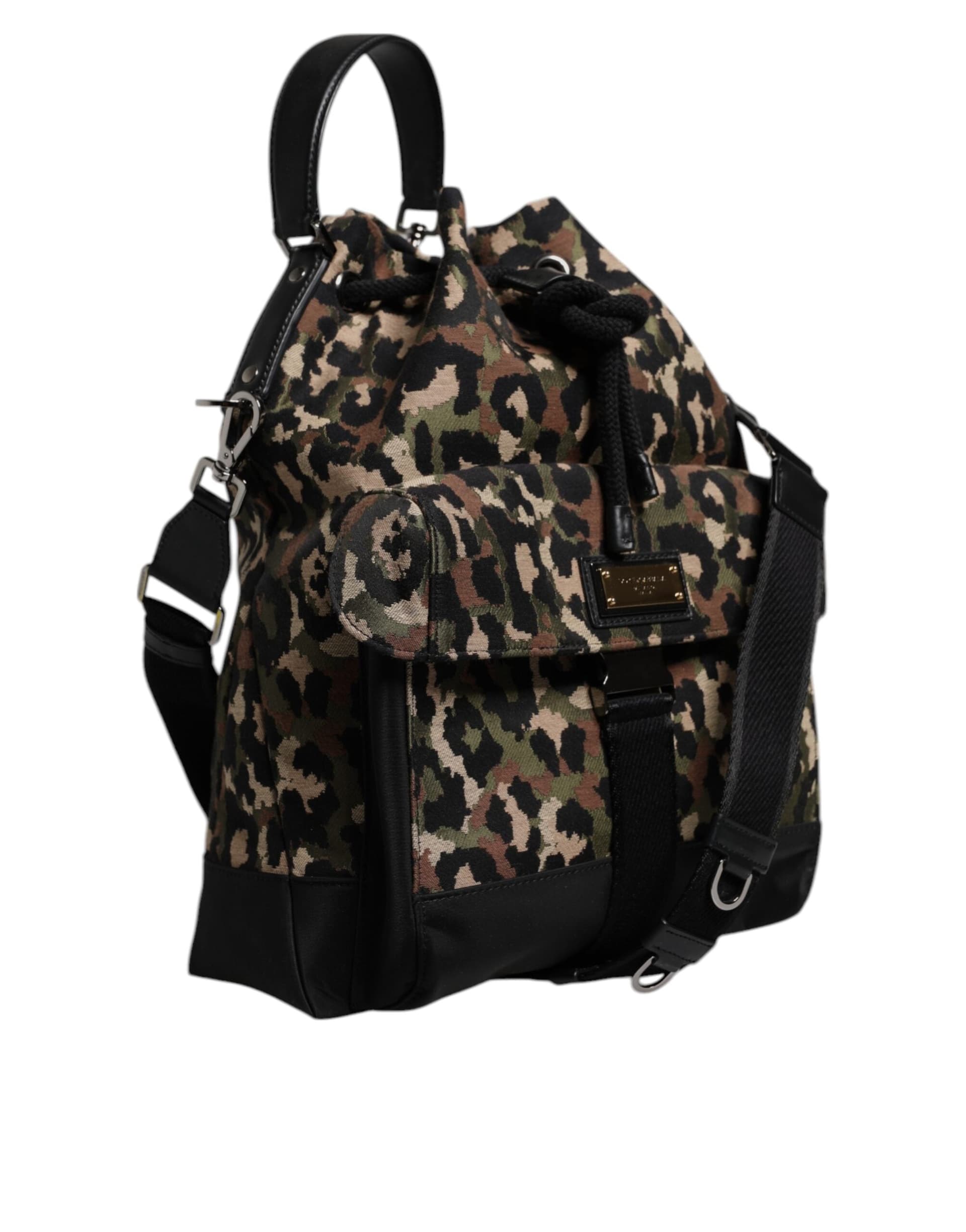 Dolce & Gabbana Multicolor Leopard Cotton Shoulder Bucket Bag - 4