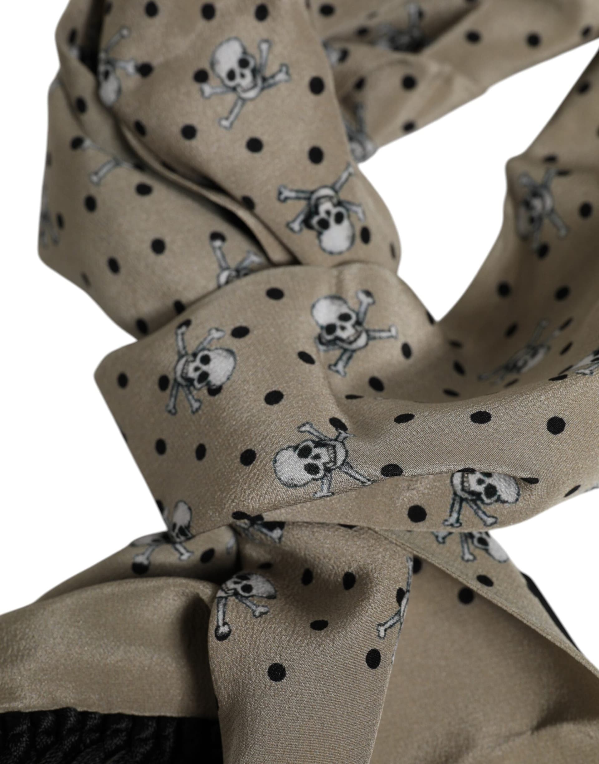 Dolce & Gabbana Gray Skulls Silk Fringes Men Foulard Scarf - 4
