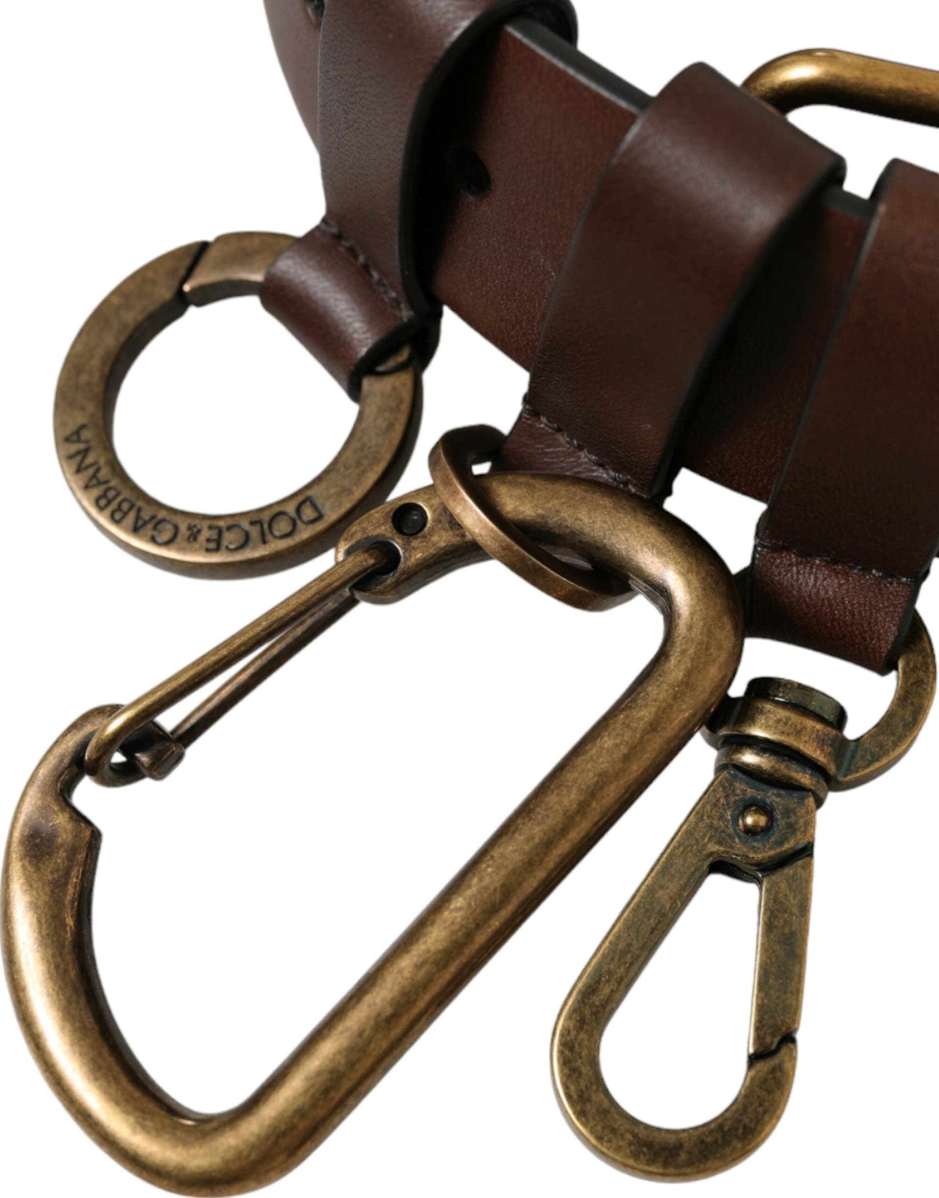 Dolce & Gabbana Brown Calf Leather Gold Metal Buckle Belt - 2