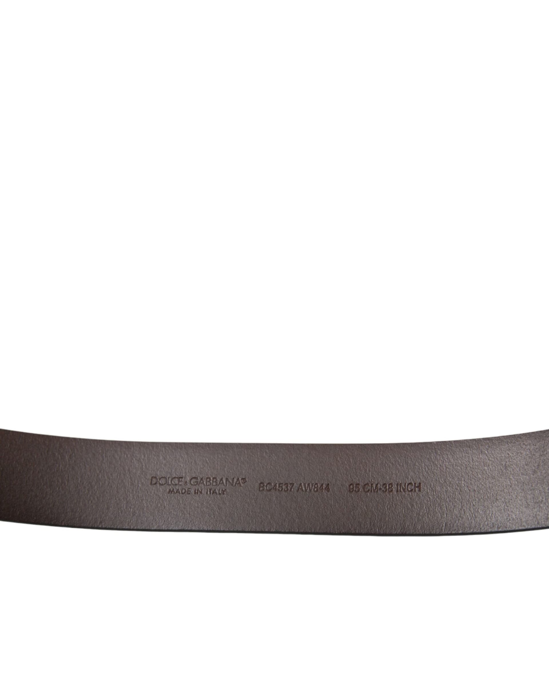 Dolce & Gabbana Brown Calf Leather Gold Metal Buckle Belt - 4