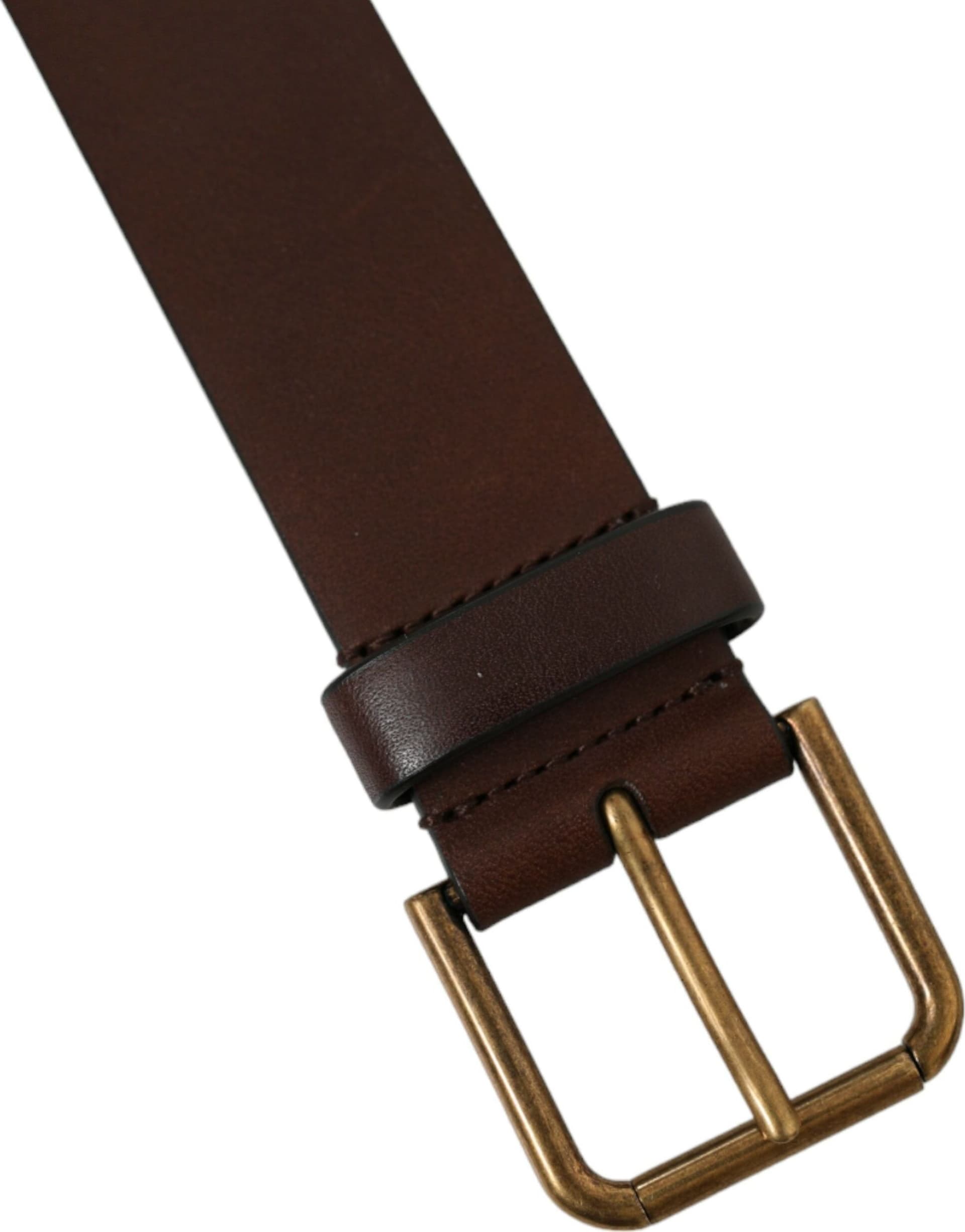 Dolce & Gabbana Brown Calf Leather Gold Metal Buckle Belt - 6