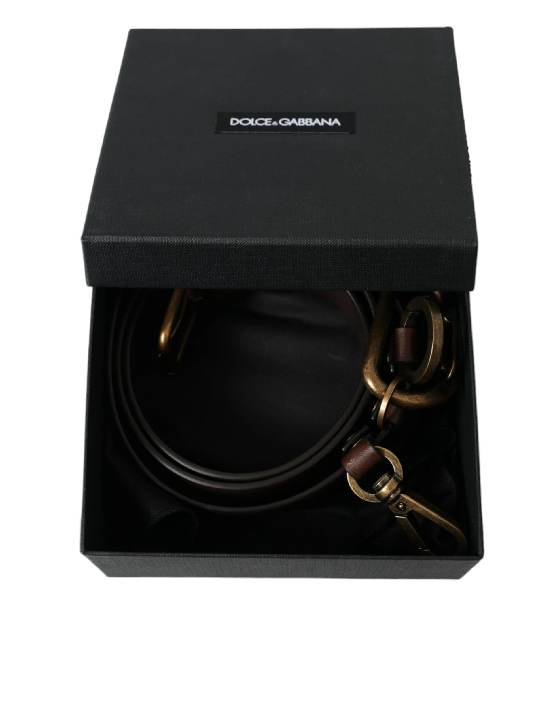 Dolce & Gabbana Brown Calf Leather Gold Metal Buckle Belt - 7