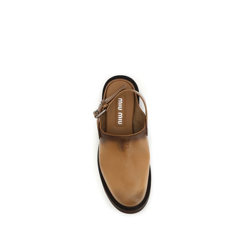 Miu Miu Brown Calf Leather Bos Taurus Mules - 4