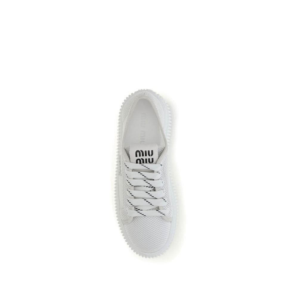Miu Miu White Polyamide Platform Sneakers - 4