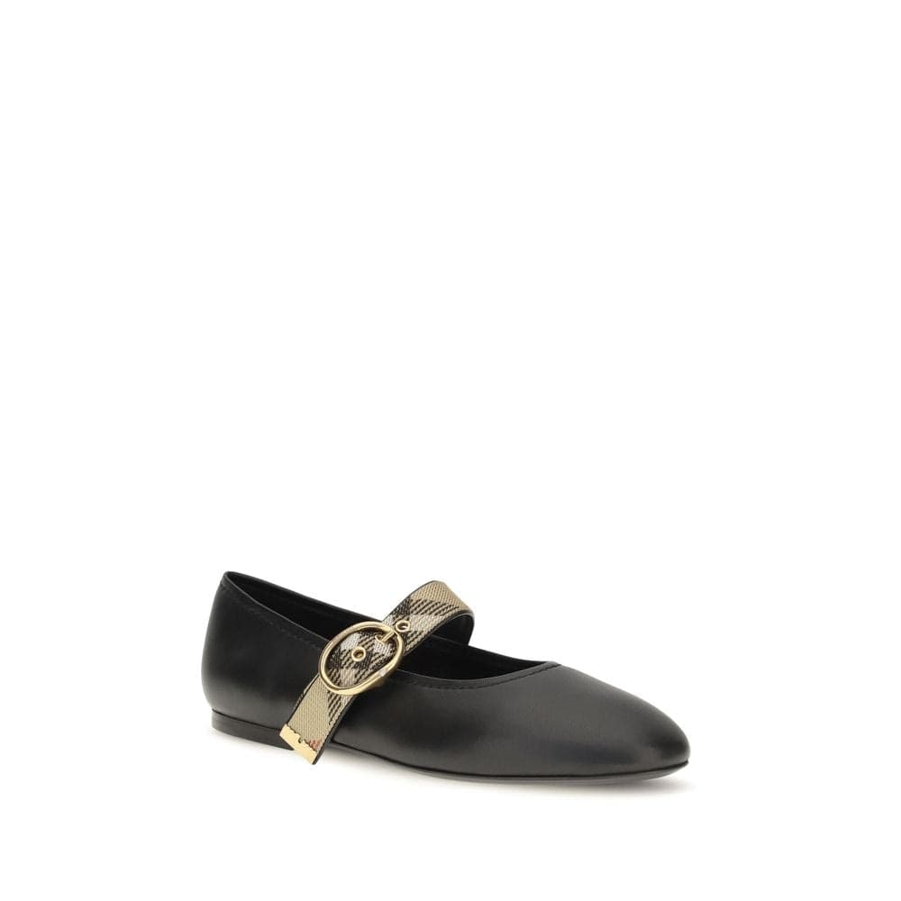 Burberry Black Calf Leather Bos Taurus Ballet Flats - 2