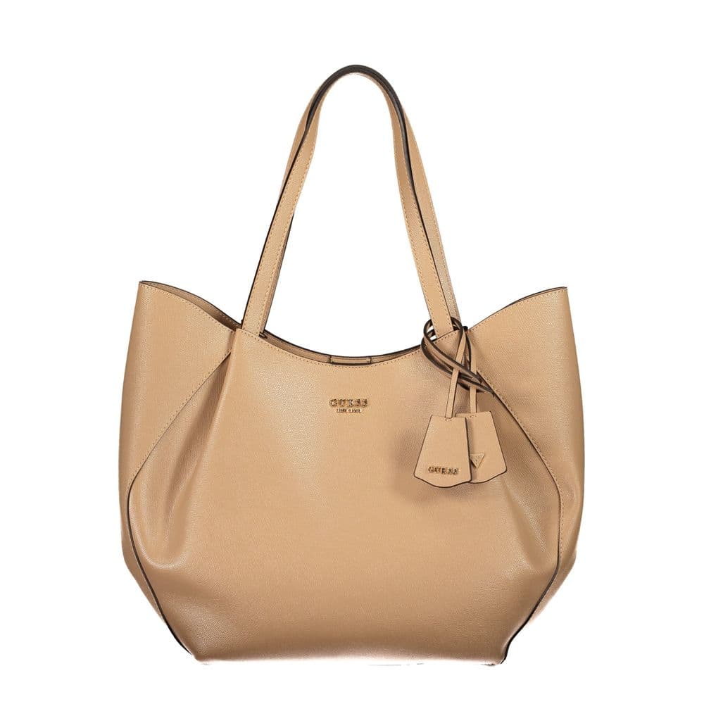 Guess Jeans Beige Polyurethane Women's Bag with Shoulder Handles - 2