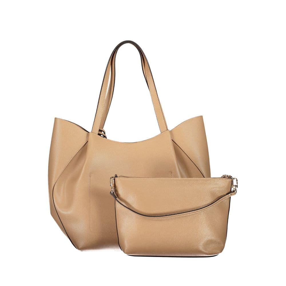 Guess Jeans Beige Polyurethane Women's Bag with Shoulder Handles - 3