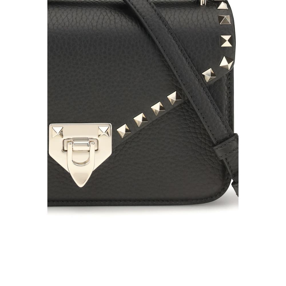Valentino Garavani Black Calf Leather Bos Taurus Shoulder Bag - 4