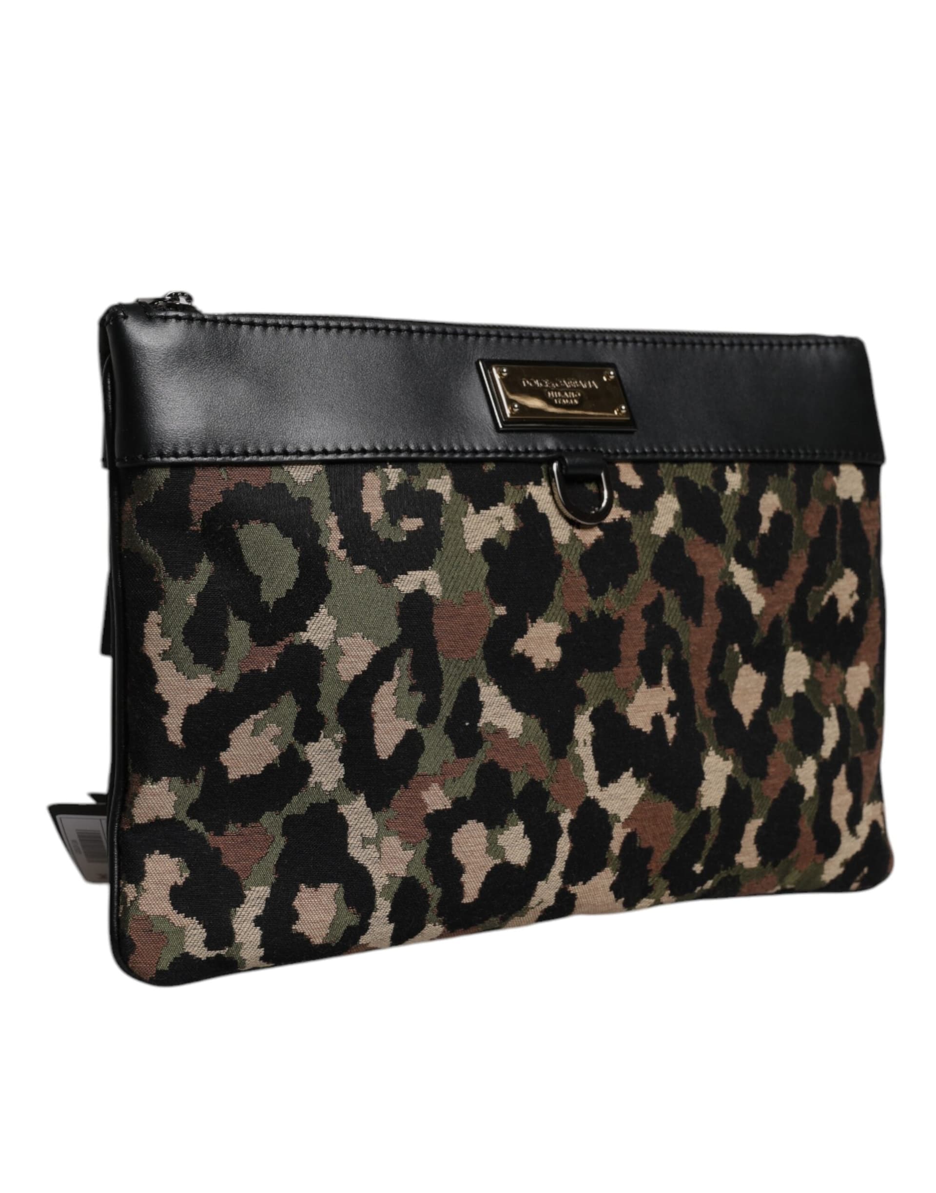 Dolce & Gabbana Multicolor Leopard Jacquard Print Logo Plaque Pouch Bag - 3
