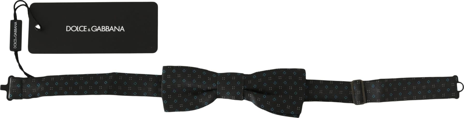 Dolce & Gabbana Men Gray Pattern Silk Adjustable Neck Papillon Bow Tie - 2