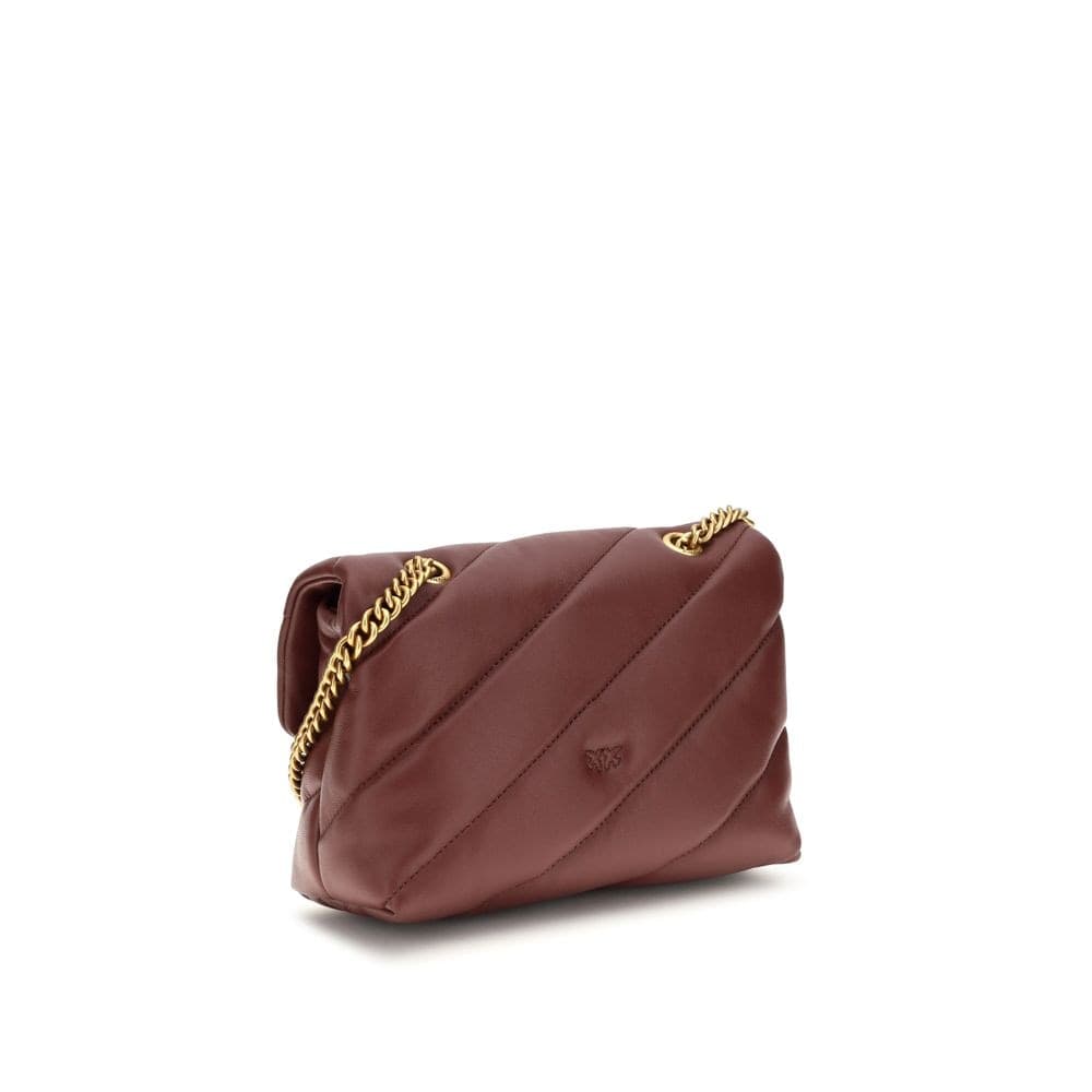 PINKO Bordeaux Calf Leather Bos Taurus Shoulder Bag - 3