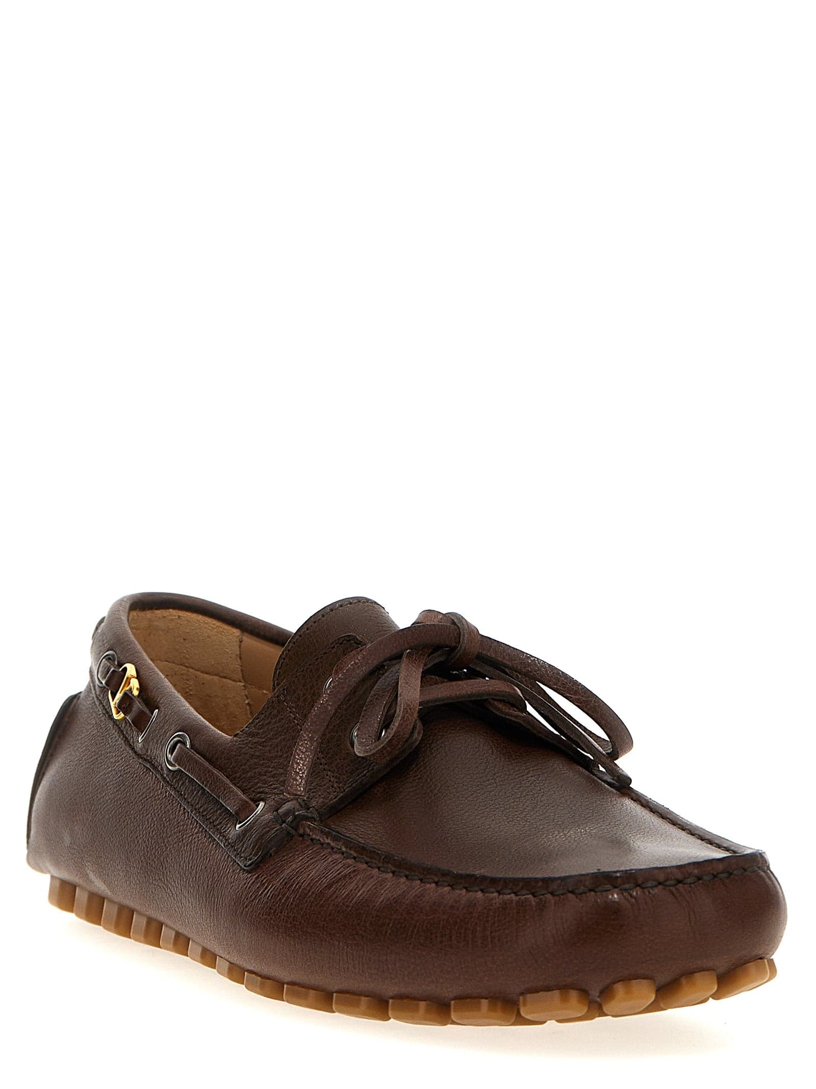 Valentino Garavani Brown Buffalo Leather Slip-On Loafers - 2