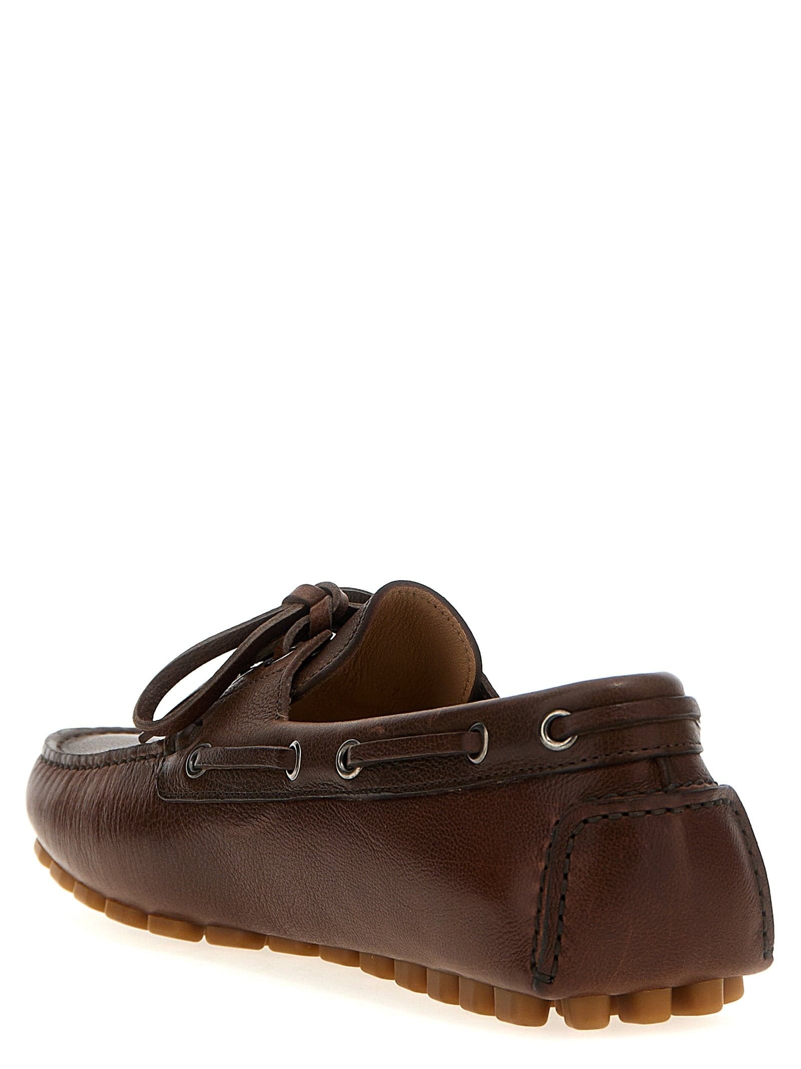 Valentino Garavani Brown Buffalo Leather Slip-On Loafers - 3