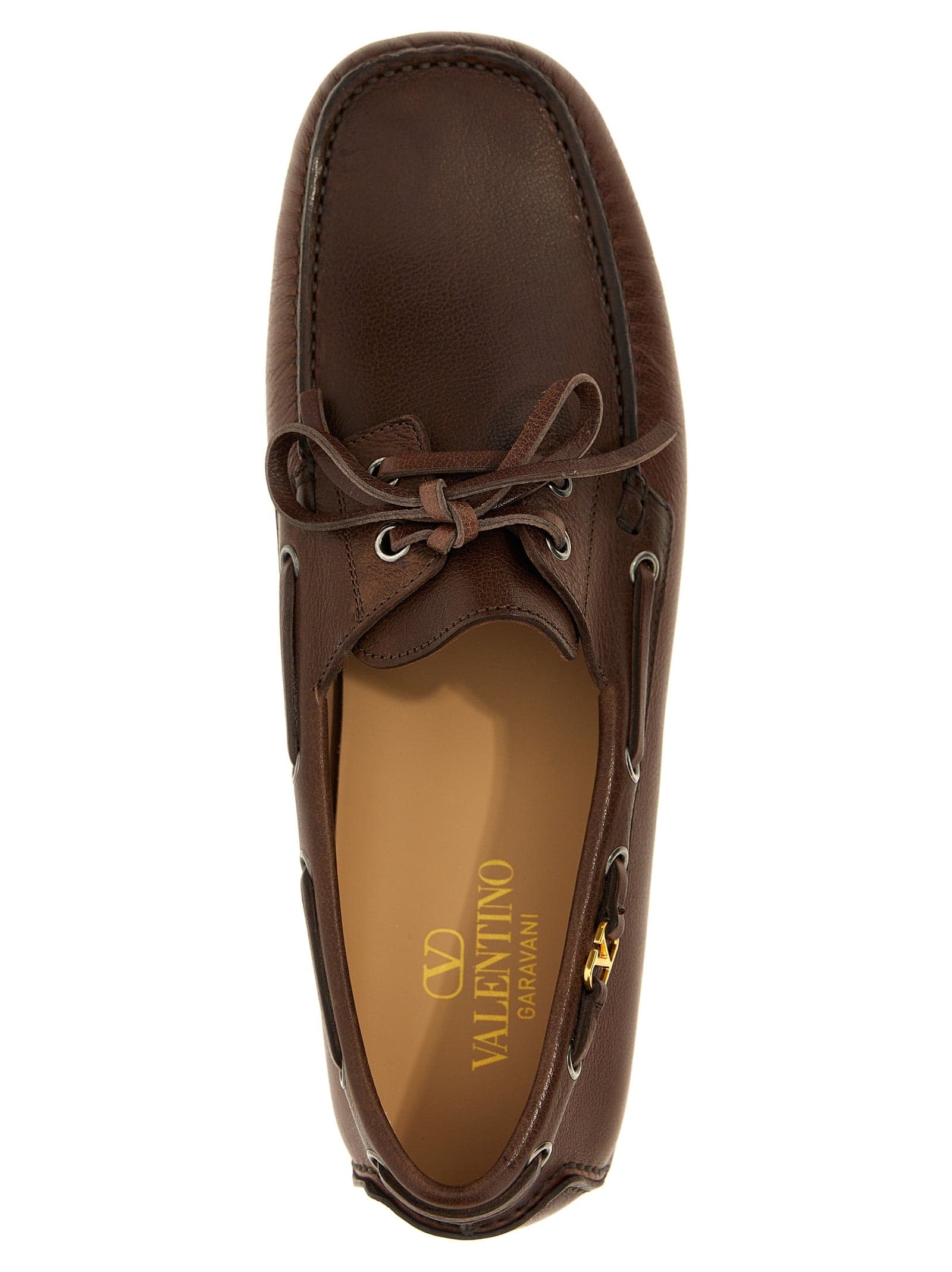 Valentino Garavani Brown Buffalo Leather Slip-On Loafers - 4