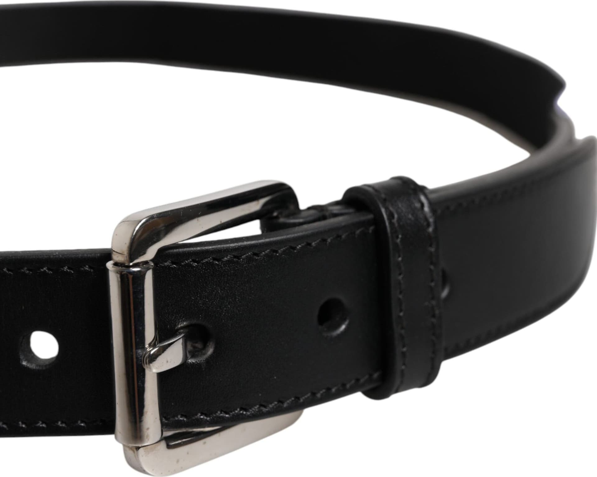 Dolce & Gabbana Black White Printed Metal Logo Buckle Belt - 4