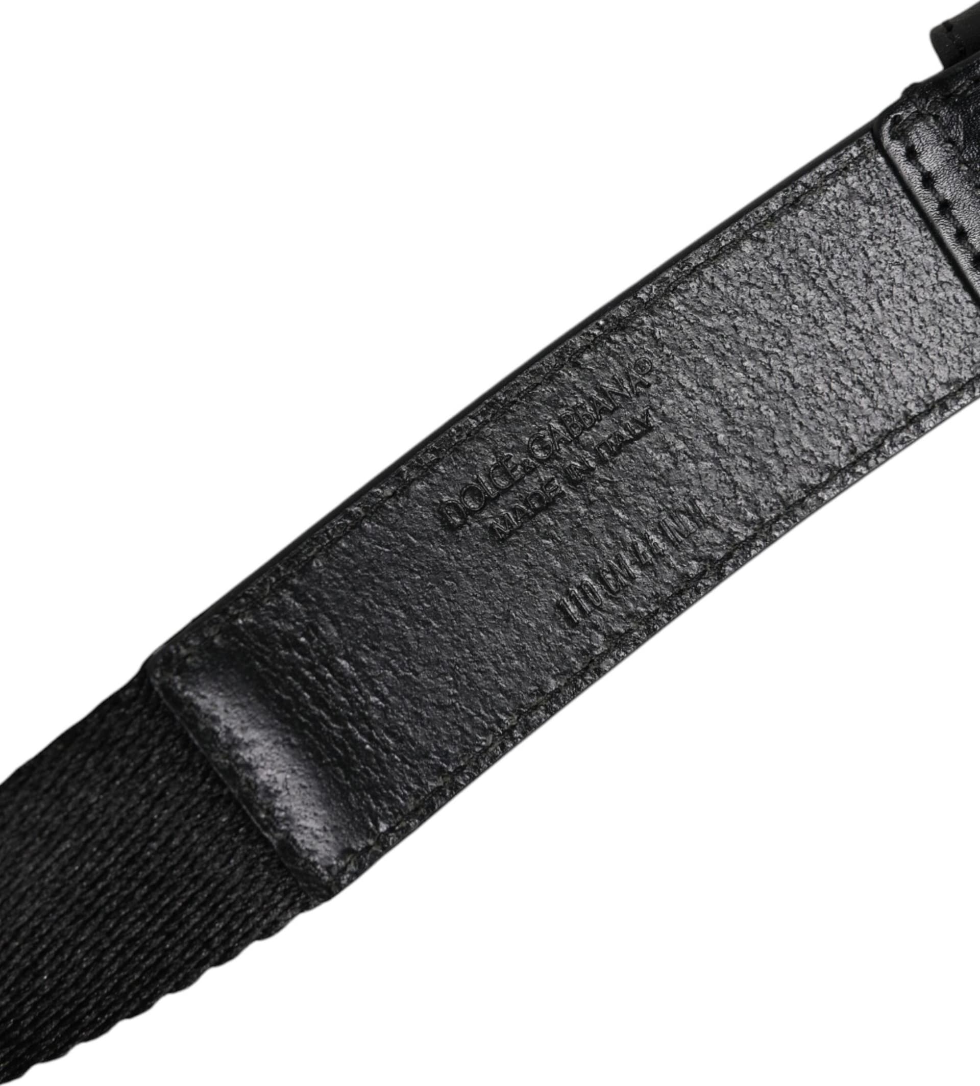Dolce & Gabbana Black White Printed Metal Logo Buckle Belt - 5