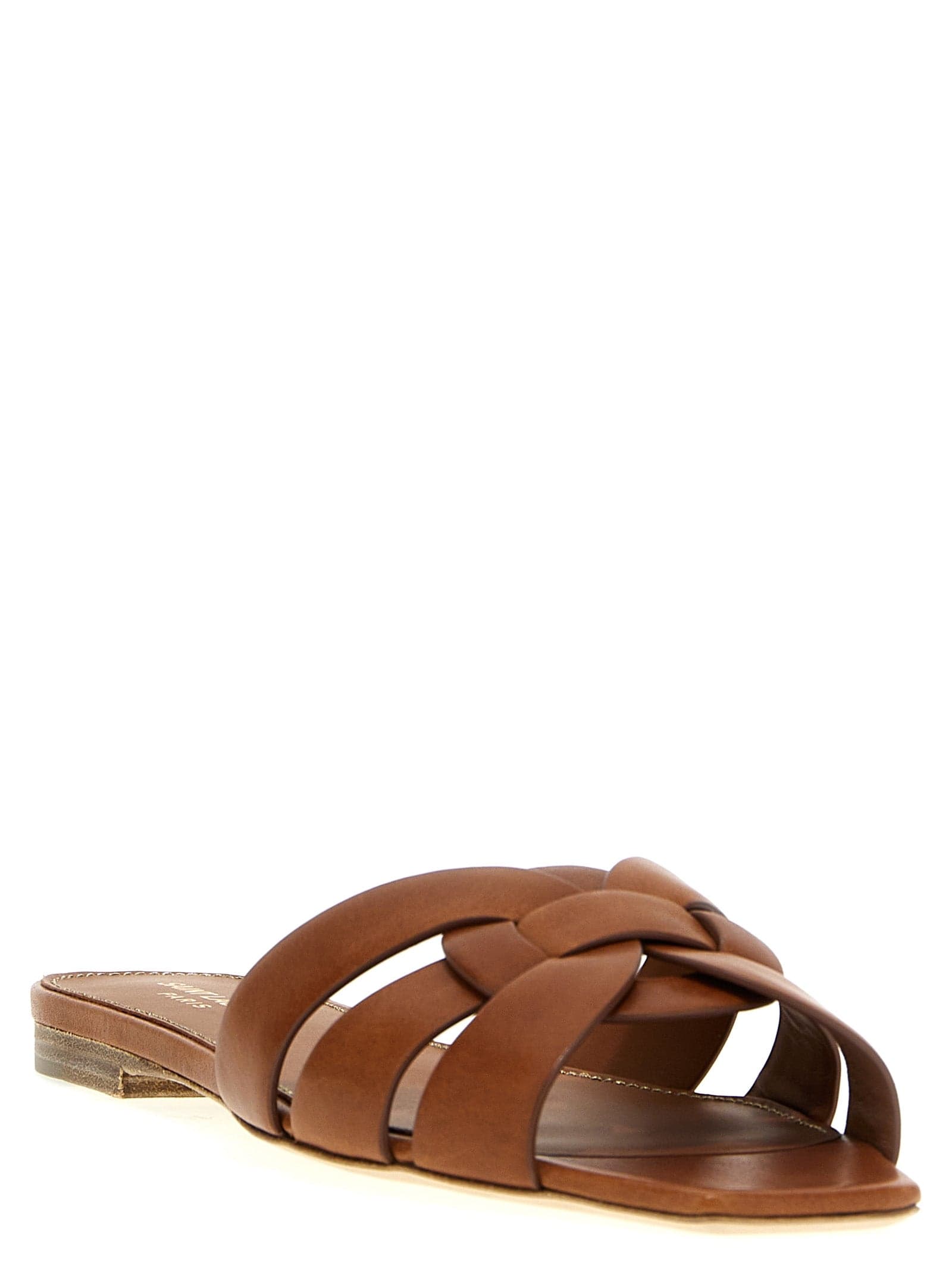 Saint Laurent Brown Calfskin Slides - 2