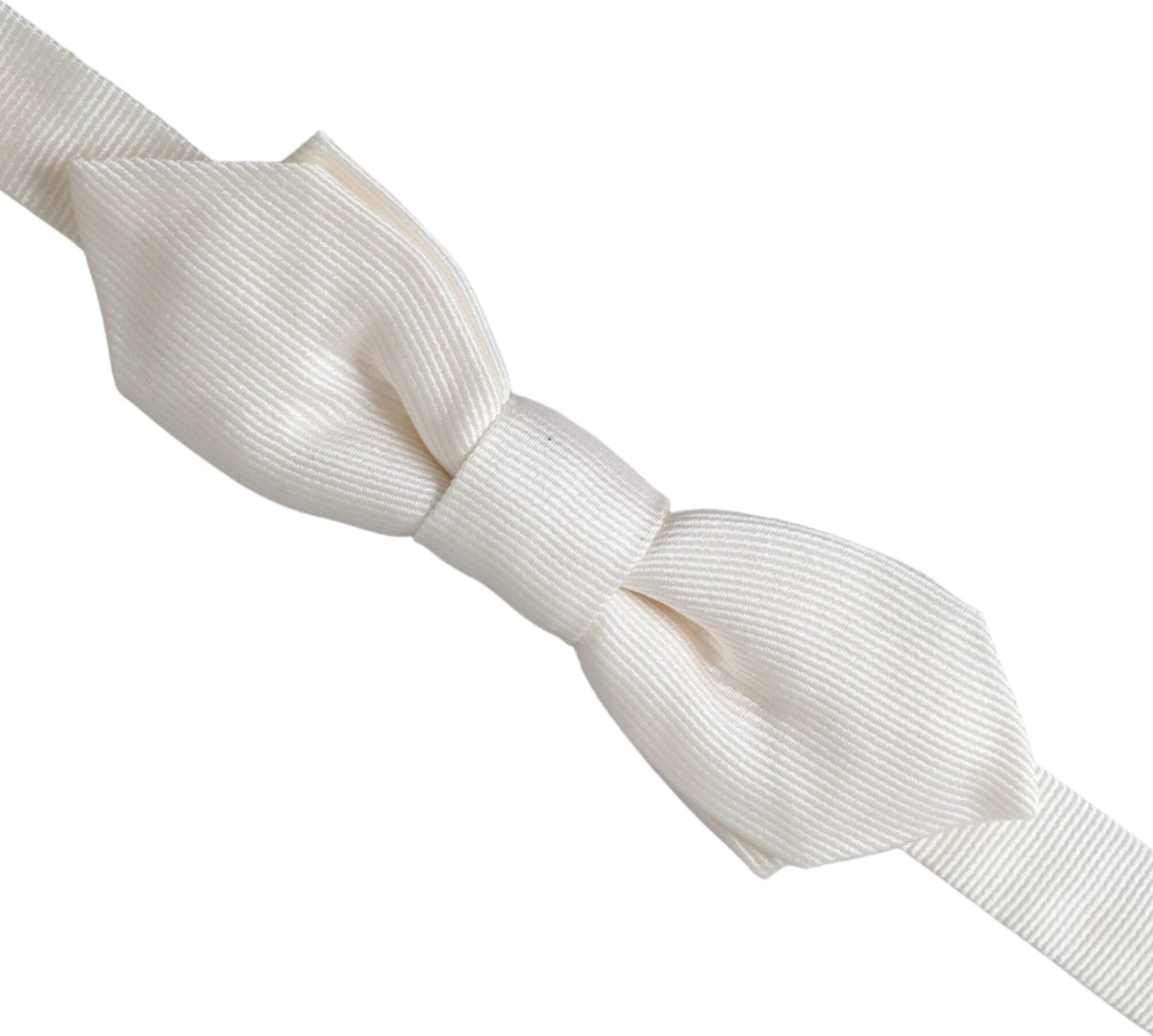 Dolce & Gabbana White Silk Adjustable Neck Men Papillon Bow Tie - 3