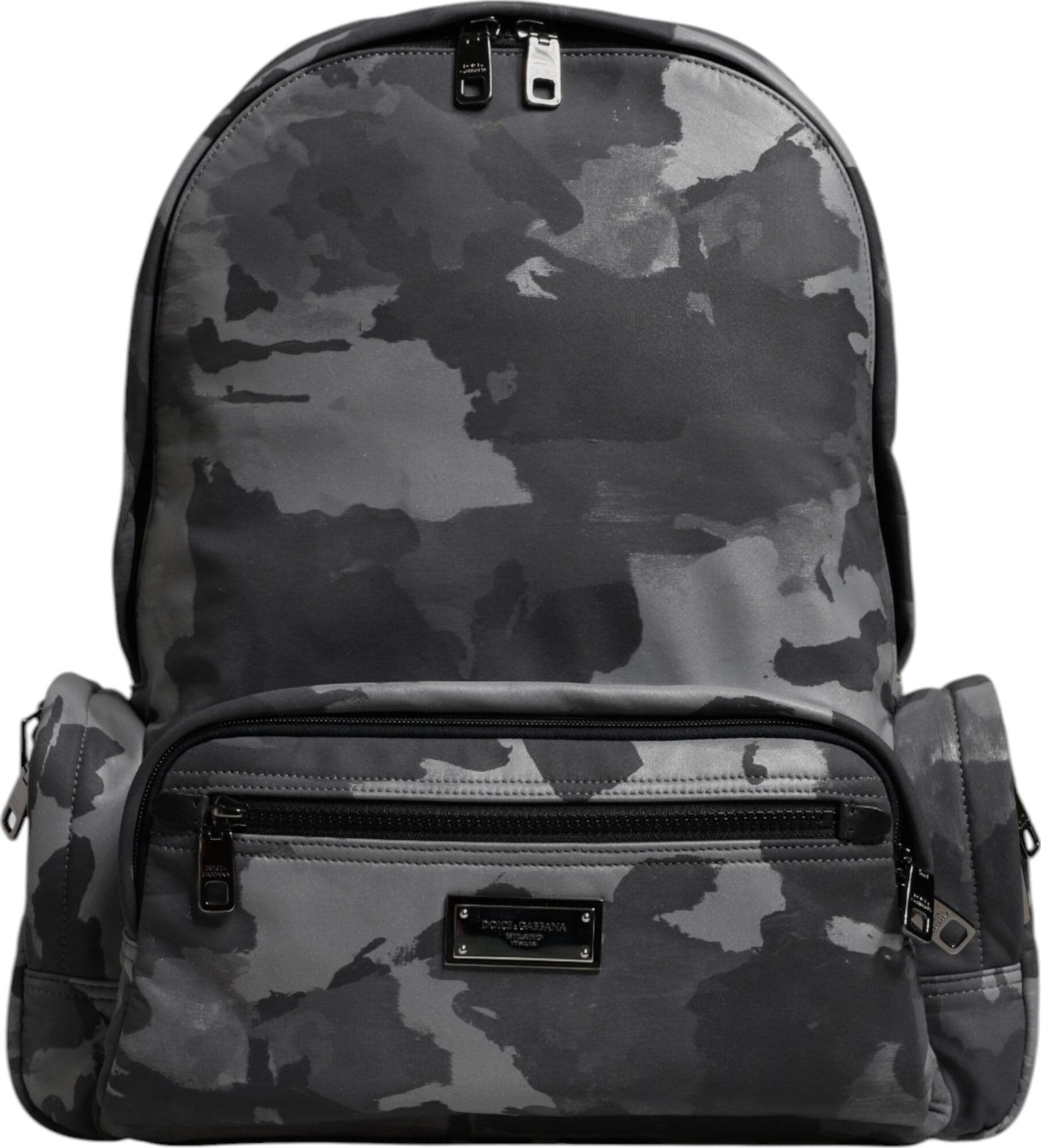 Dolce & Gabbana Gray Cotton Camouflage Logo Plaque Backpack Bag - 2