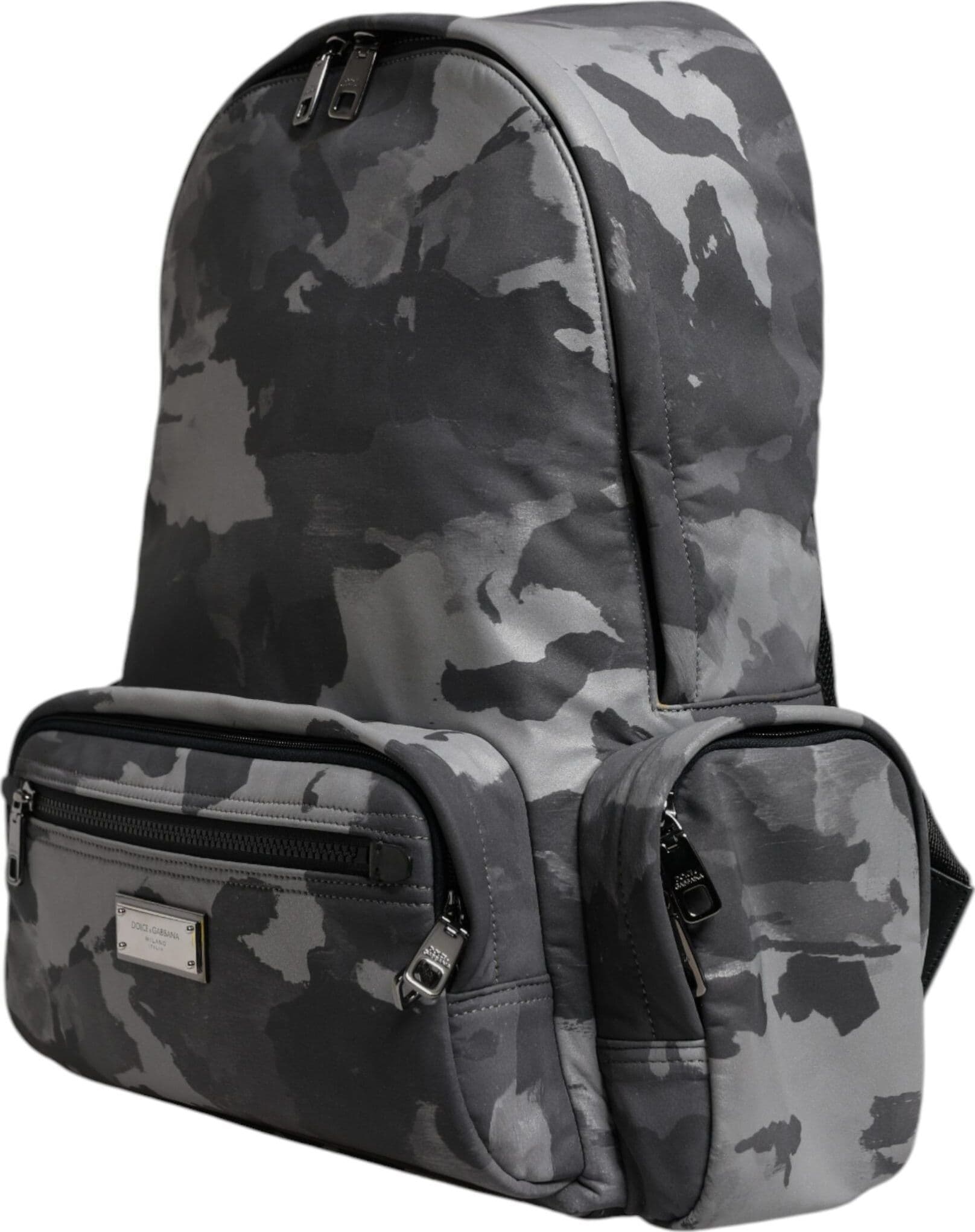 Dolce & Gabbana Gray Cotton Camouflage Logo Plaque Backpack Bag - 3