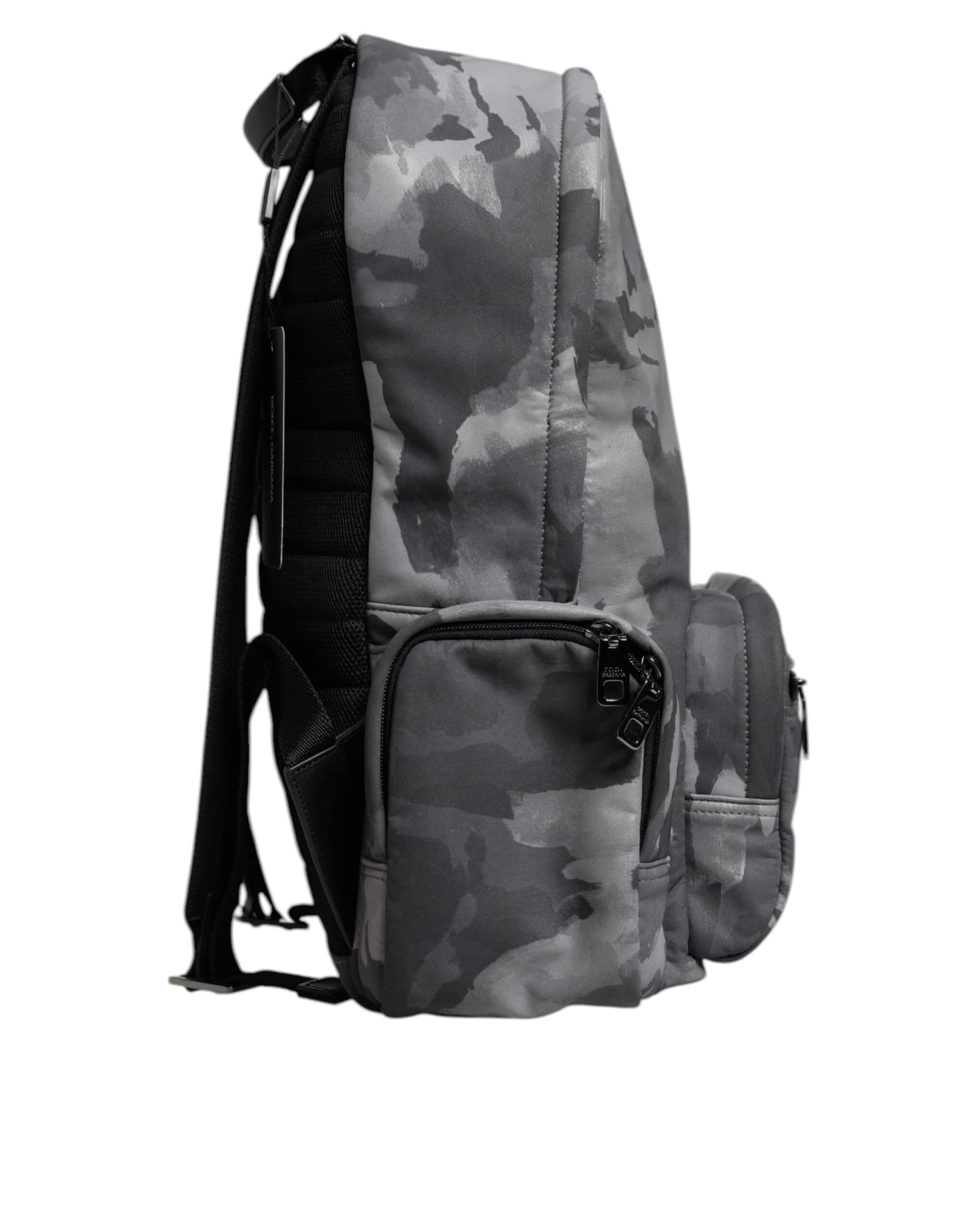Dolce & Gabbana Gray Cotton Camouflage Logo Plaque Backpack Bag - 4