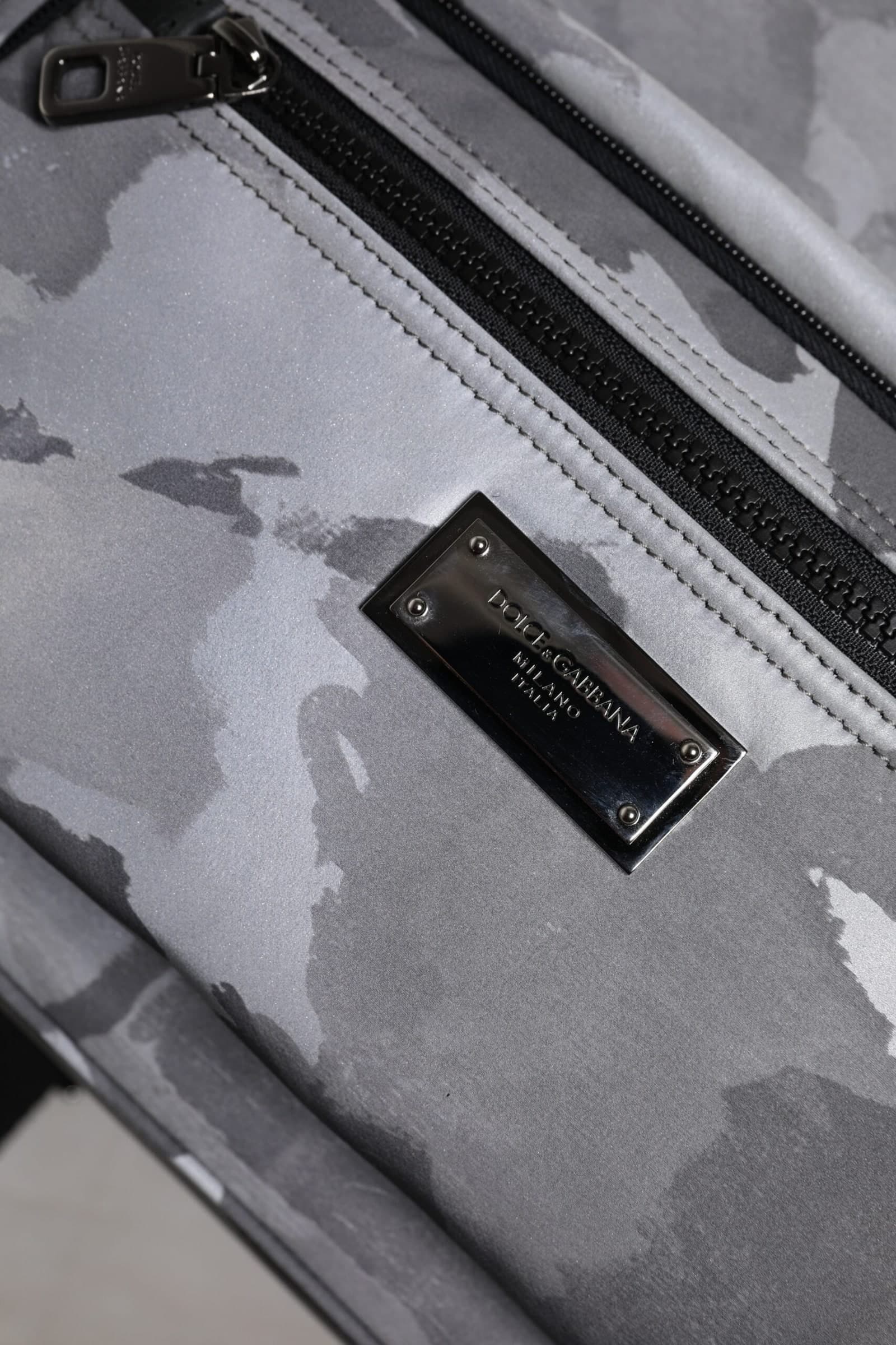Dolce & Gabbana Gray Cotton Camouflage Logo Plaque Backpack Bag - 7