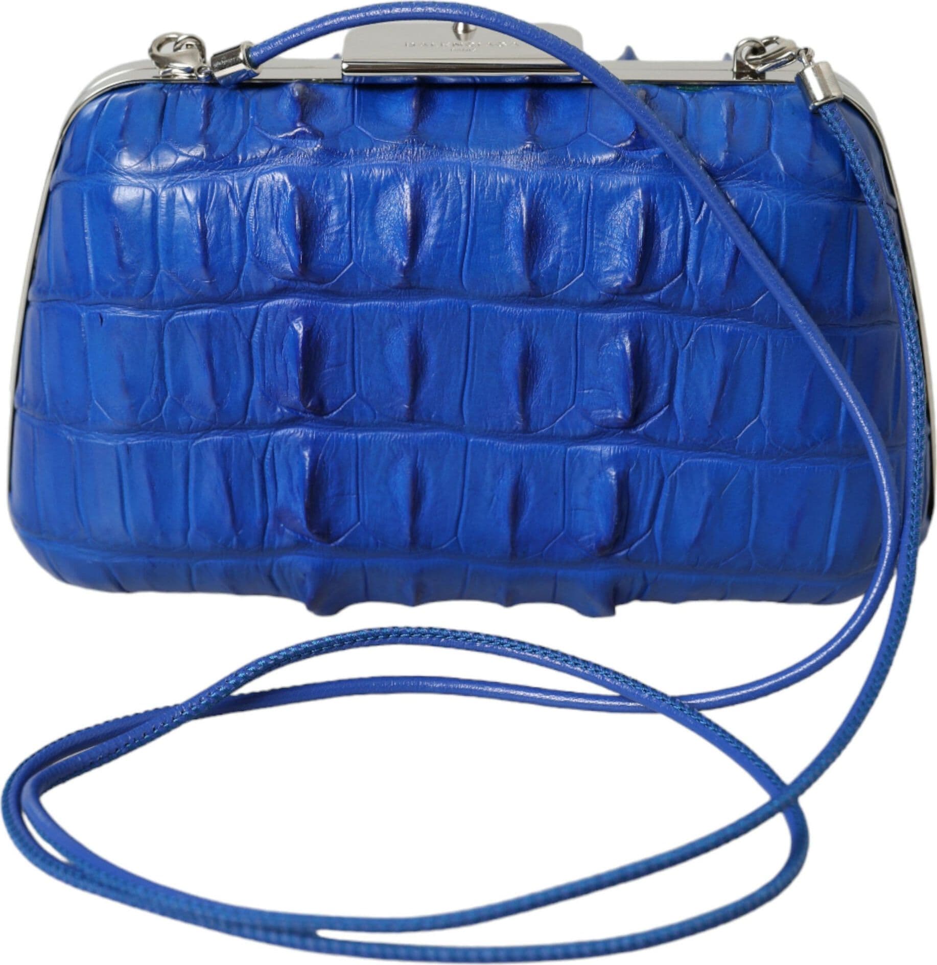 Balenciaga Blue Exotic Skin Leather Shoulder Crossbody Box Clutch Bag - 6