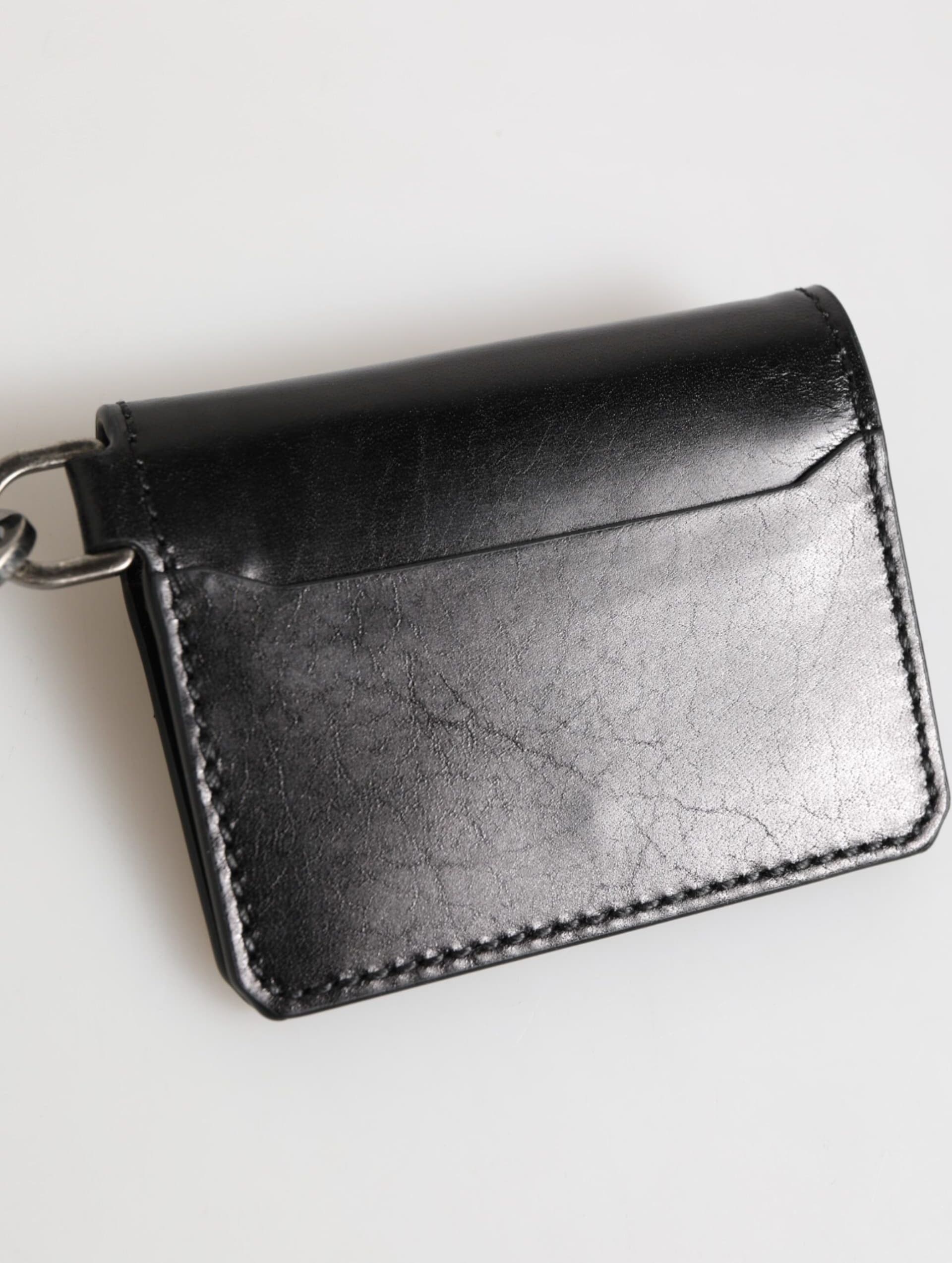 Dolce & Gabbana Wallet Black Leather Logo Embossed Key Chain Card Holder Wallet - 8
