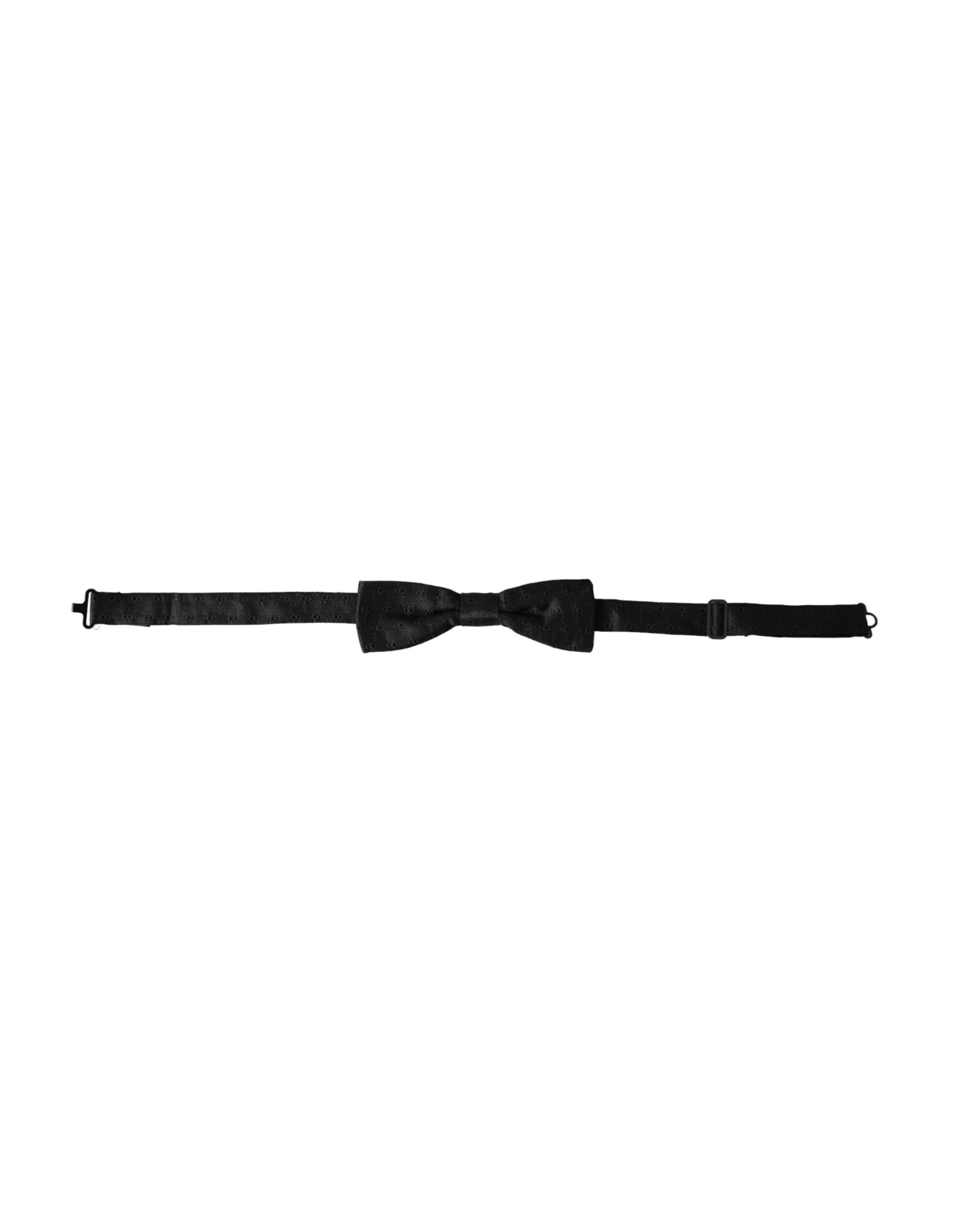 Dolce & Gabbana Black Silk Patterned Adjustable Neck Men Bow Tie - 2