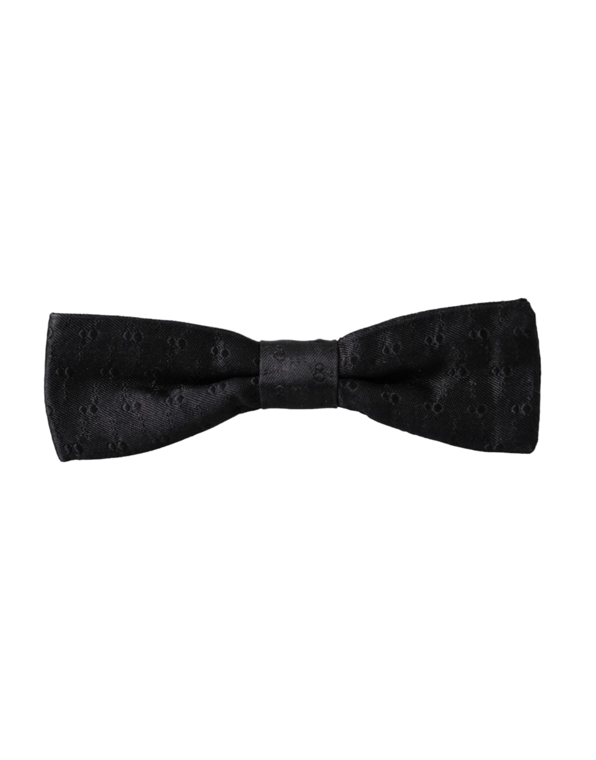 Dolce & Gabbana Black Silk Patterned Adjustable Neck Men Bow Tie - 4