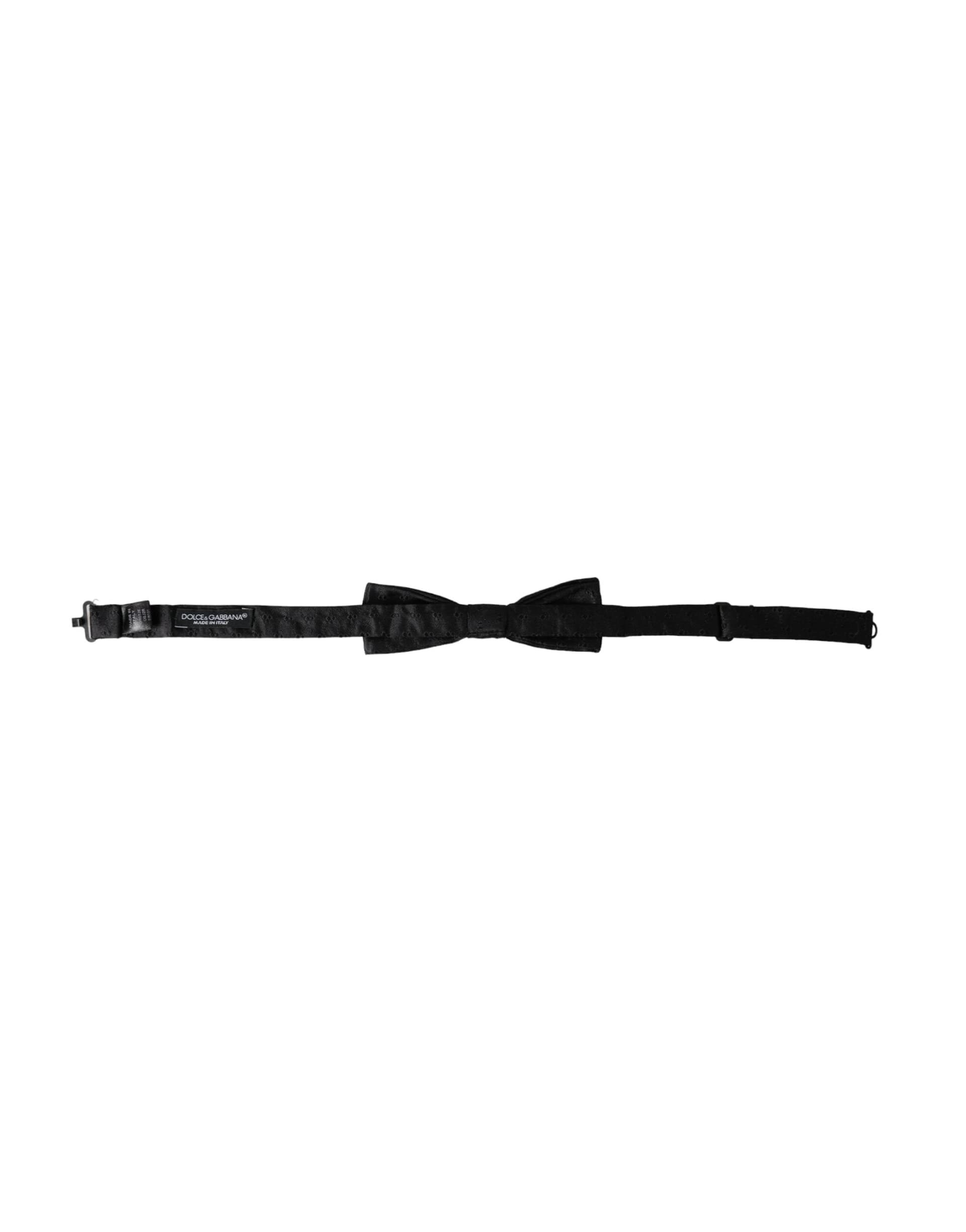 Dolce & Gabbana Black Silk Patterned Adjustable Neck Men Bow Tie - 5