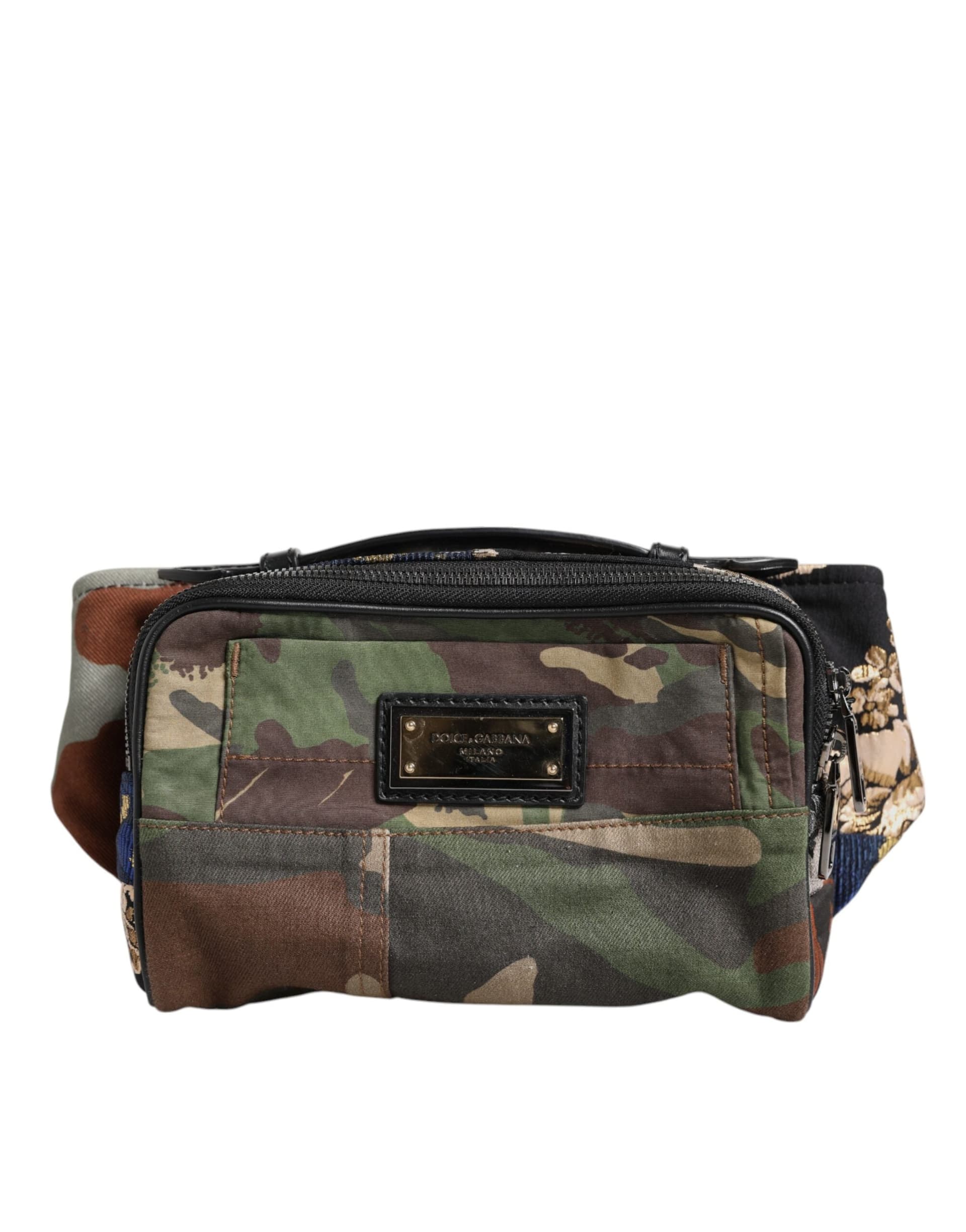 Dolce & Gabbana Multicolor Camouflage Patchwork Logo Waist Fanny Pack Bag - 2