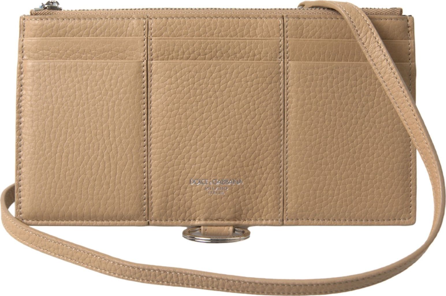 Dolce & Gabbana Beige Leather Shoulder Cardholder Shoulder Strap Wallet - 6