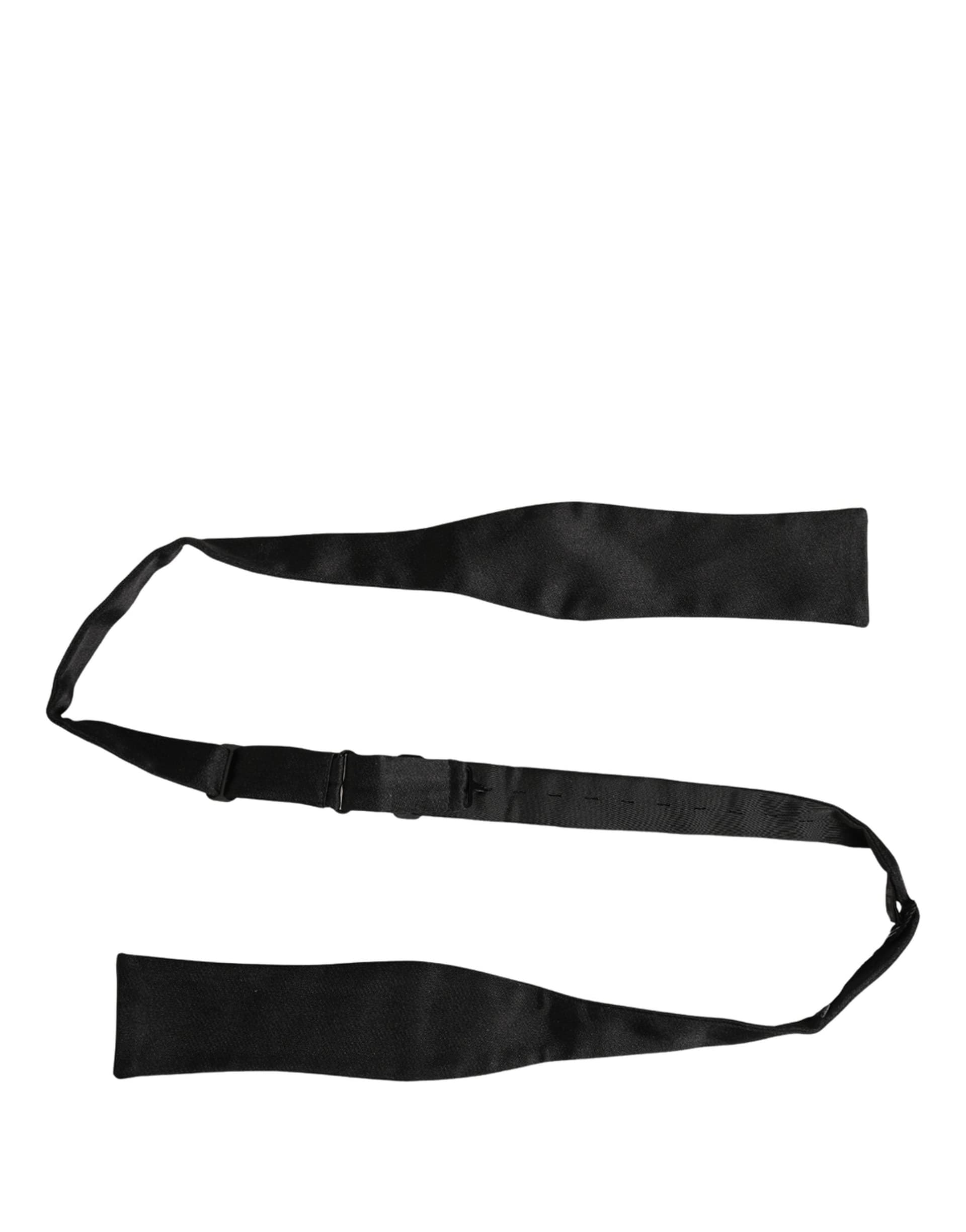 Dolce & Gabbana Men Black 100% Silk Adjustable Neck Papillon Bow Tie - 3