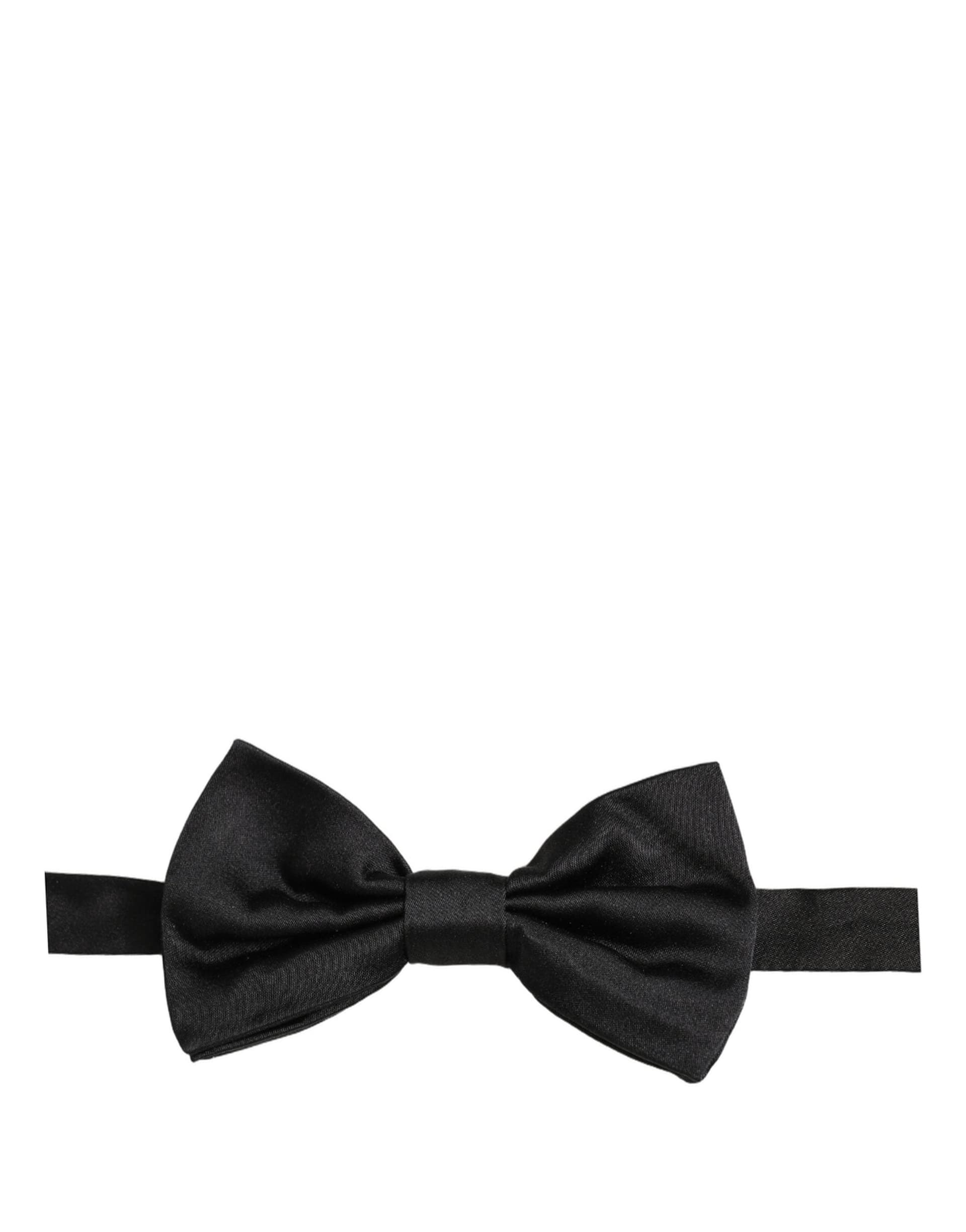 Dolce & Gabbana Men Black 100% Silk Adjustable Neck Papillon Bow Tie - 2