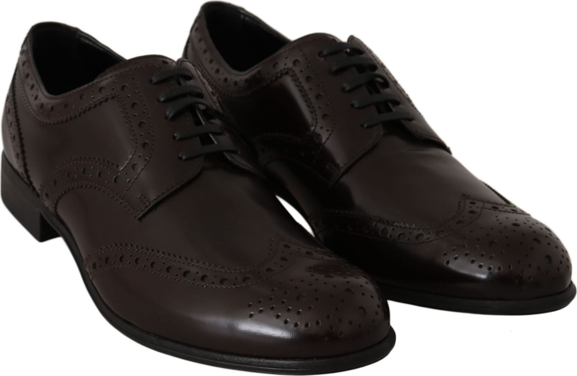 Dolce & Gabbana Brown Leather Broques Oxford Wingtip Shoes - 2