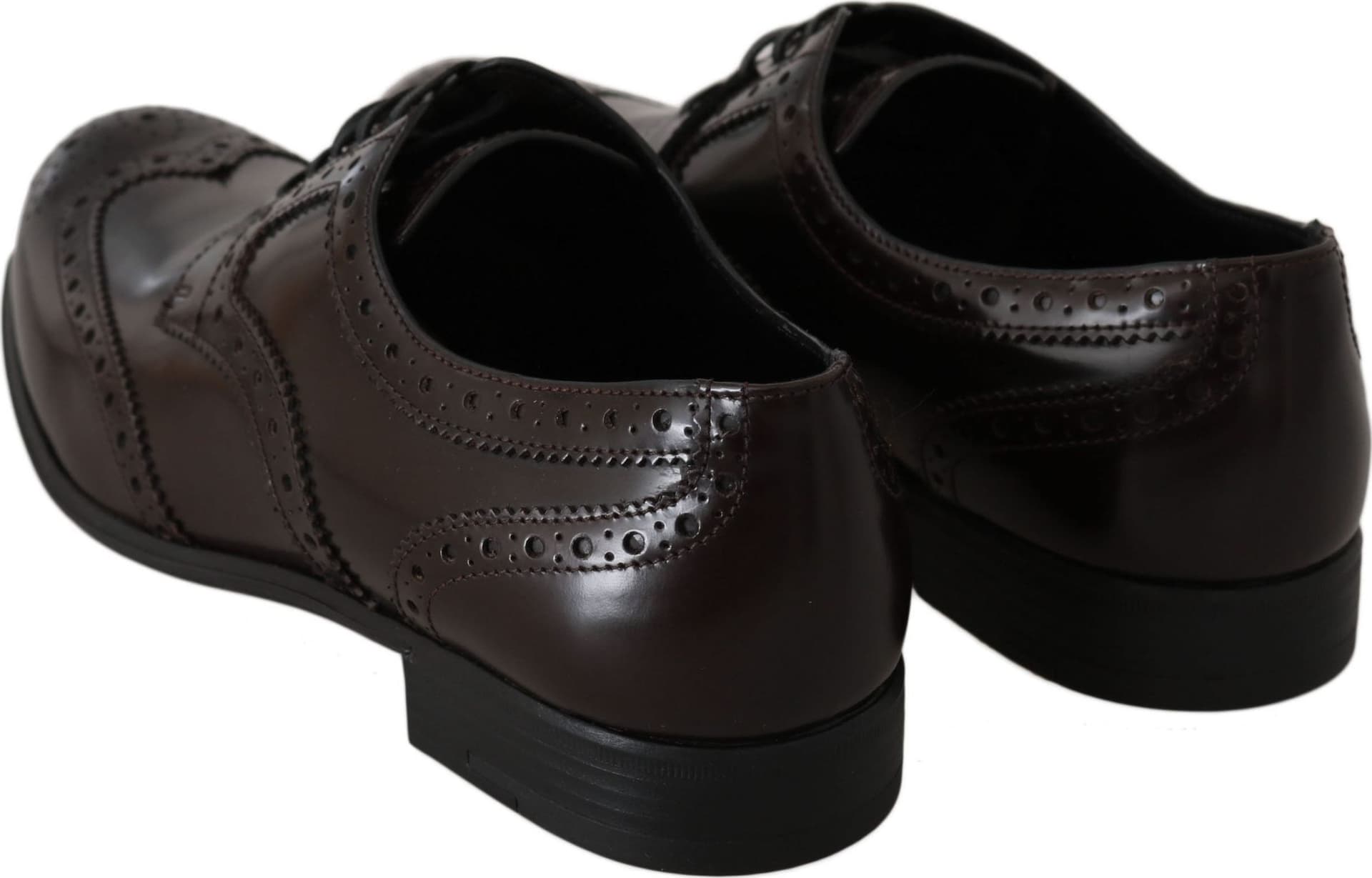 Dolce & Gabbana Brown Leather Broques Oxford Wingtip Shoes - 3