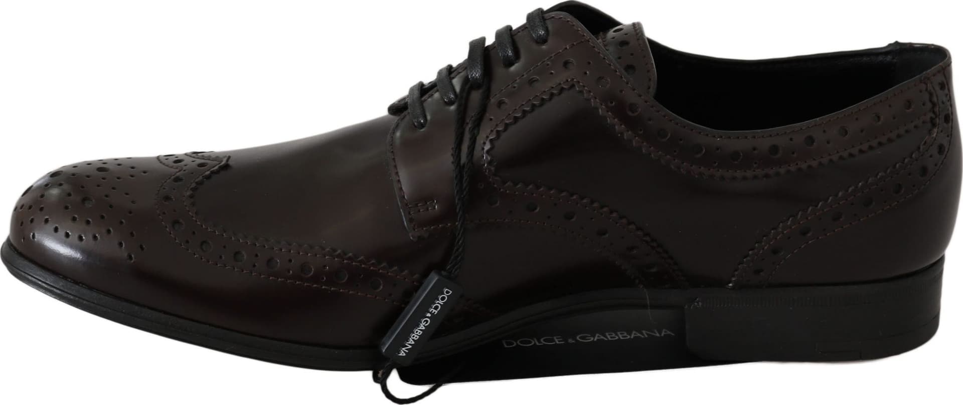 Dolce & Gabbana Brown Leather Broques Oxford Wingtip Shoes - 5