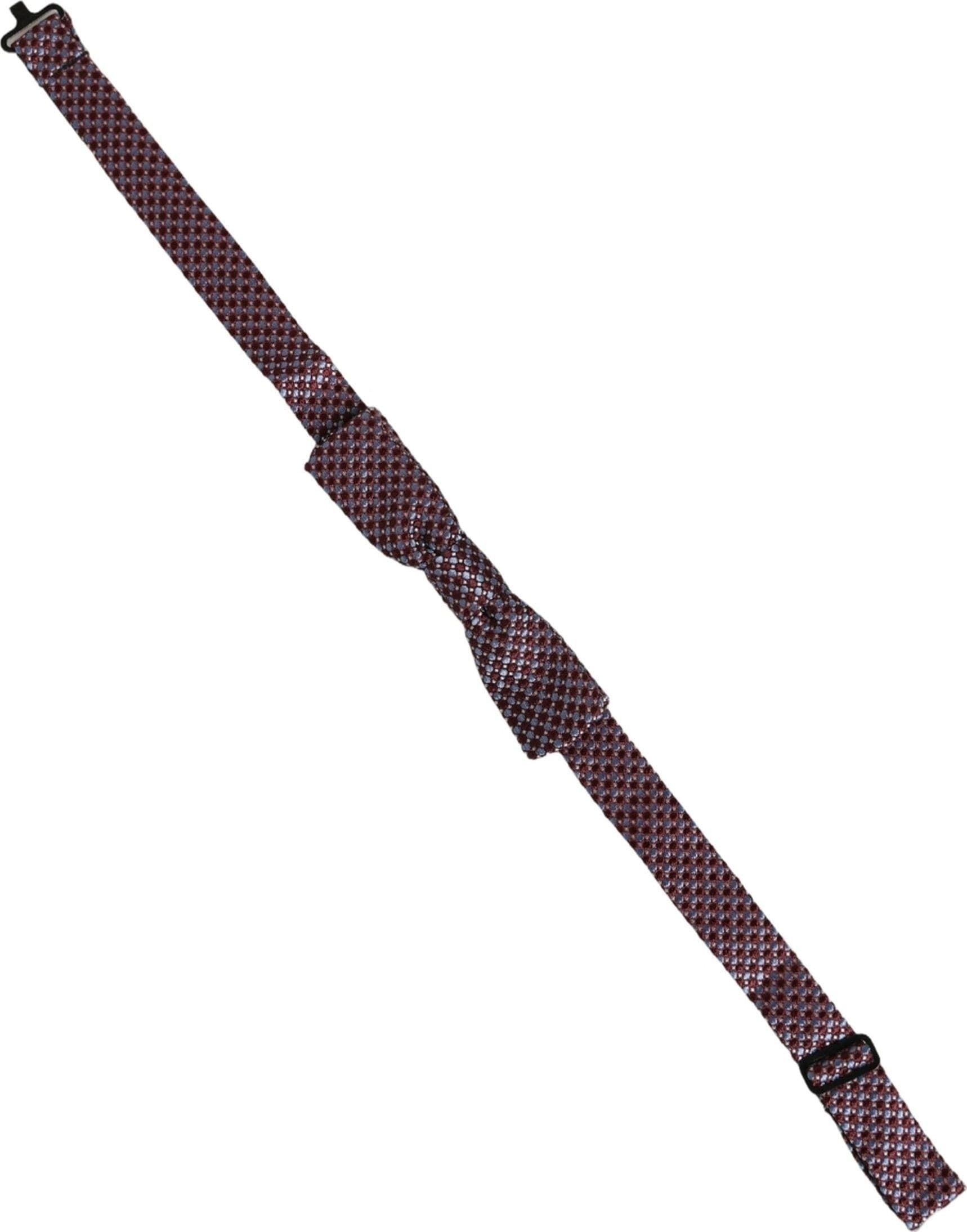 Dolce & Gabbana Blue Burgundy Woven Adjustable Neck Papillon Bow Tie - 2