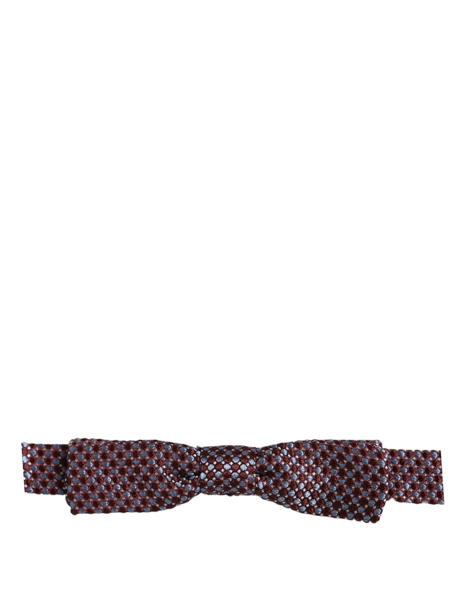 Dolce & Gabbana Blue Burgundy Woven Adjustable Neck Papillon Bow Tie - 3
