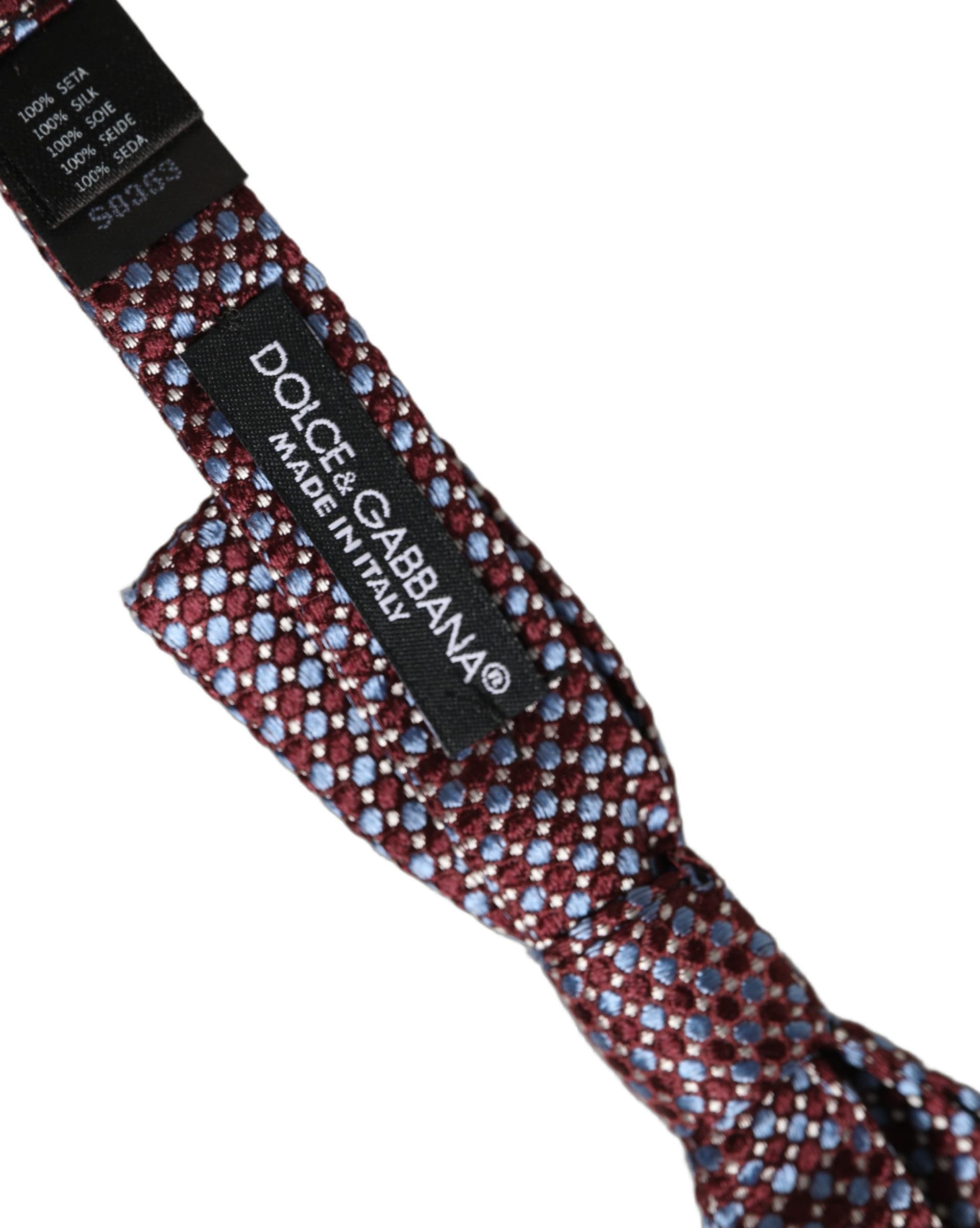 Dolce & Gabbana Blue Burgundy Woven Adjustable Neck Papillon Bow Tie - 5