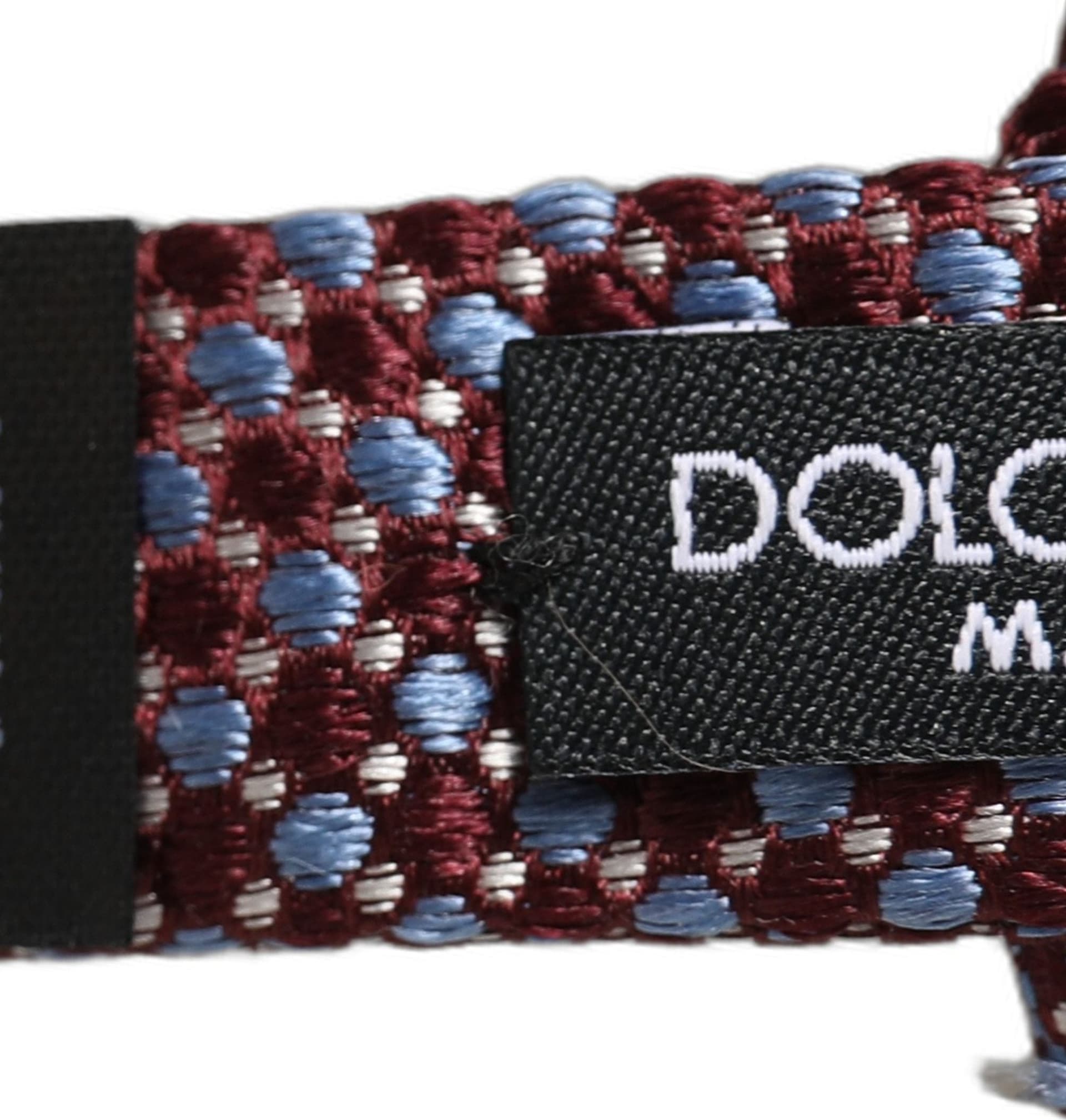 Dolce & Gabbana Blue Burgundy Woven Adjustable Neck Papillon Bow Tie - 6