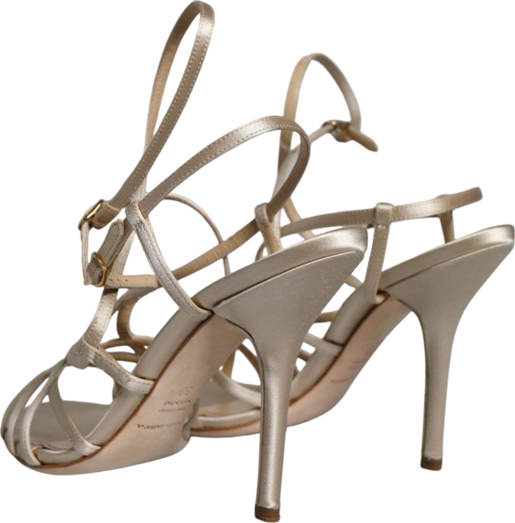 Dolce & Gabbana Beige Leather Stiletto Heels Sandals Shoes - 3