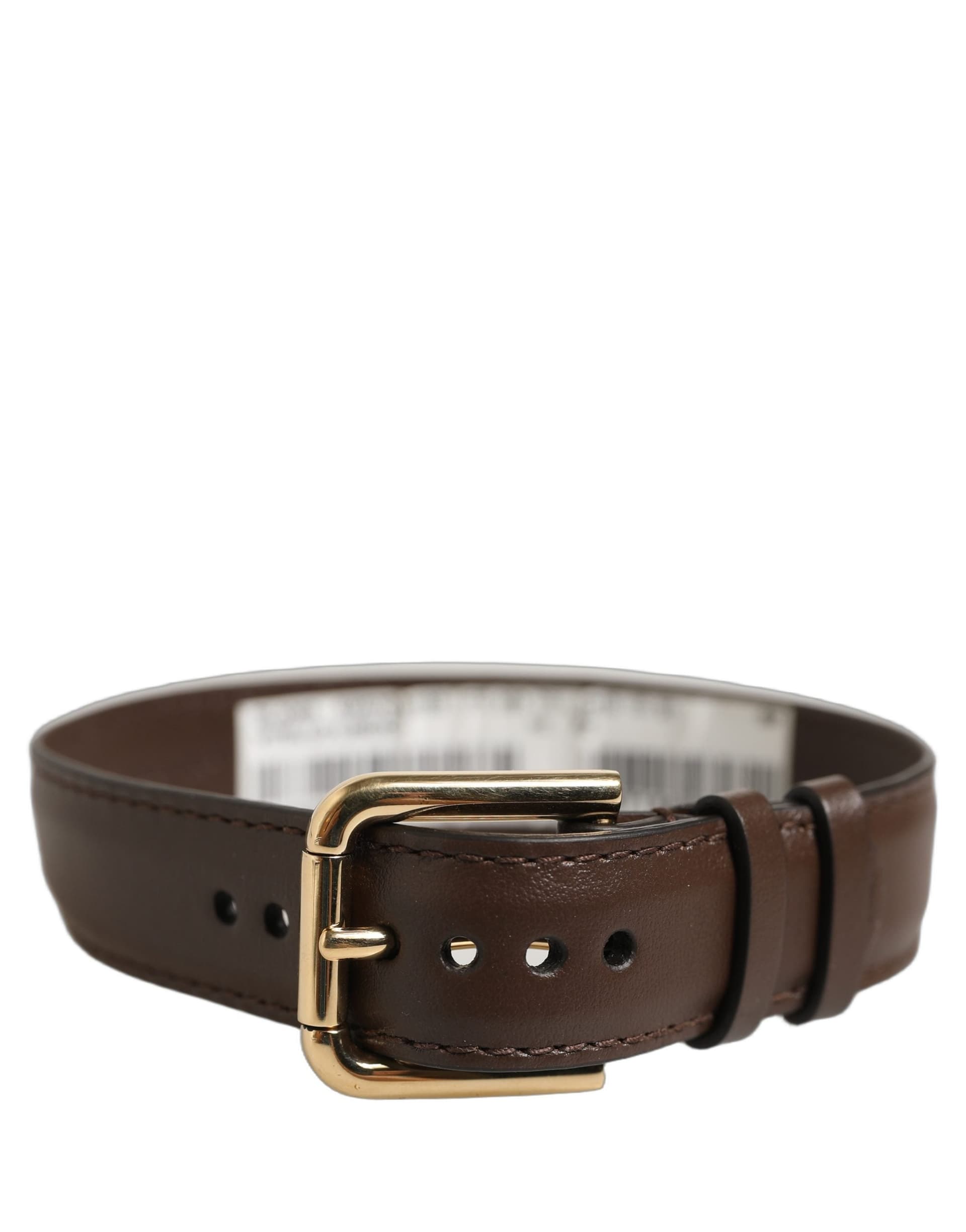 Dolce & Gabbana Brown Calfskin Leather Gold Buckle Belt Strap Bracelet - 2