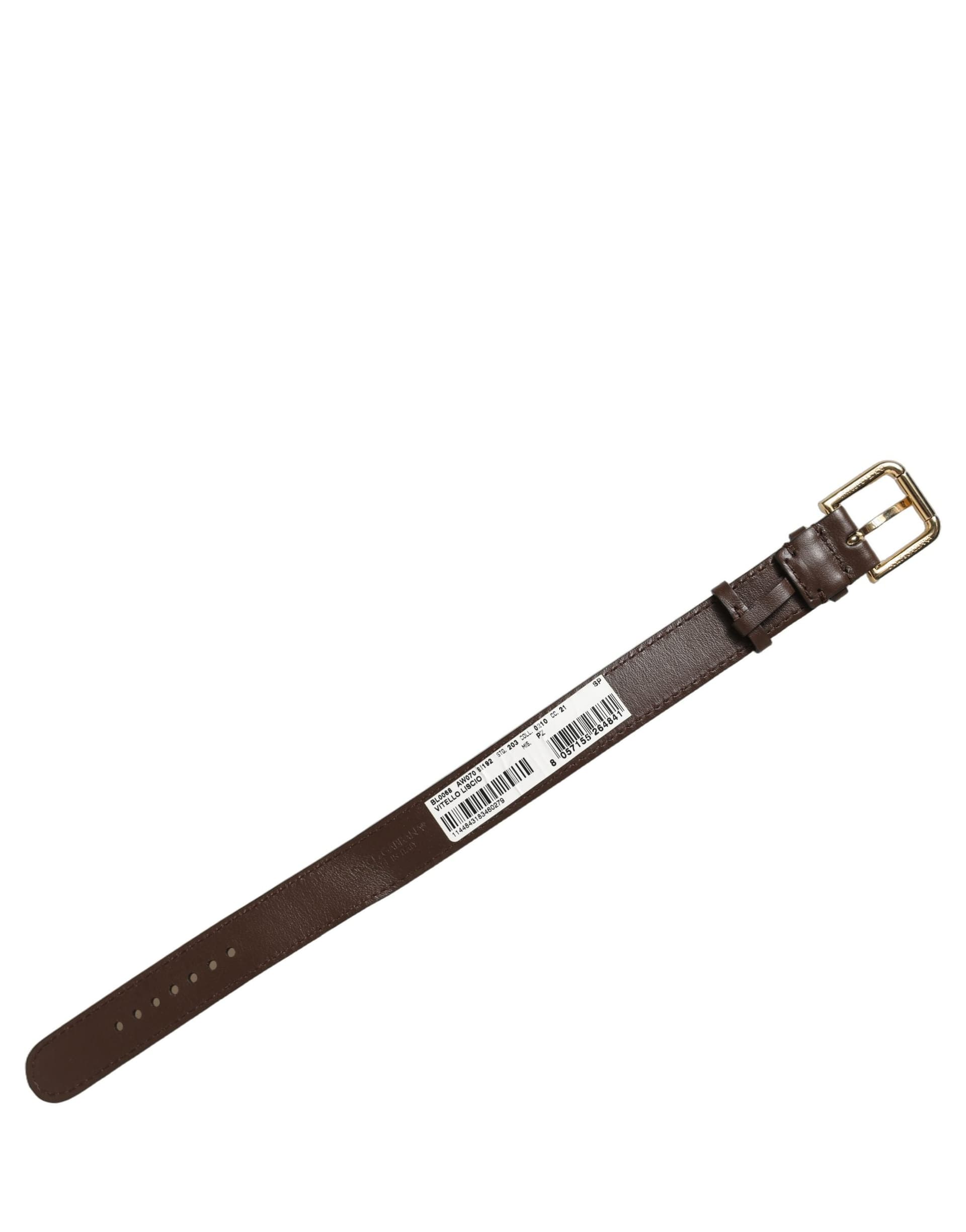 Dolce & Gabbana Brown Calfskin Leather Gold Buckle Belt Strap Bracelet - 4