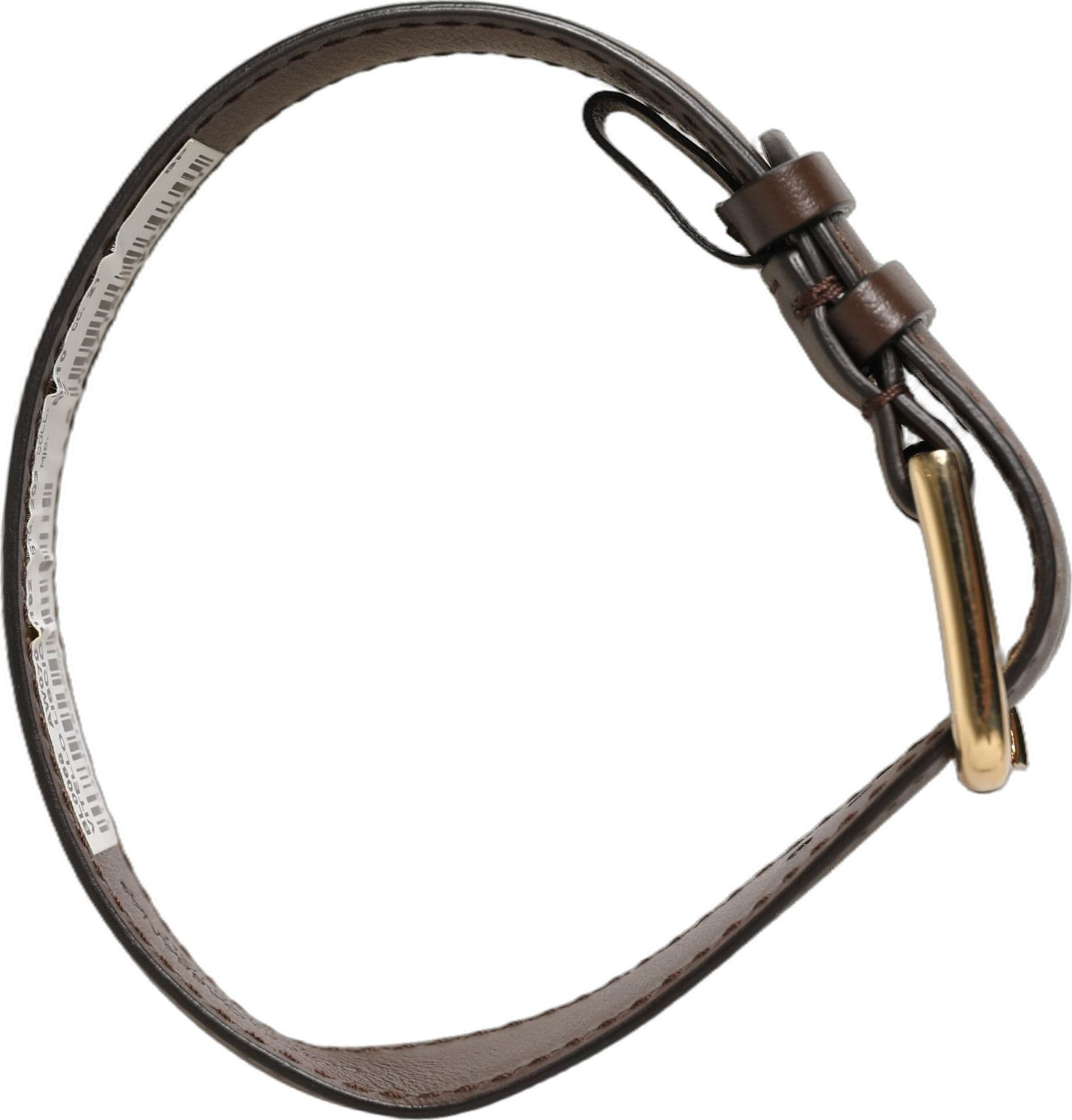 Dolce & Gabbana Brown Calfskin Leather Gold Buckle Belt Strap Bracelet - 7