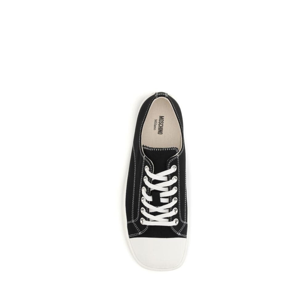 Moschino Black Cotton Low Top Sneakers - 4