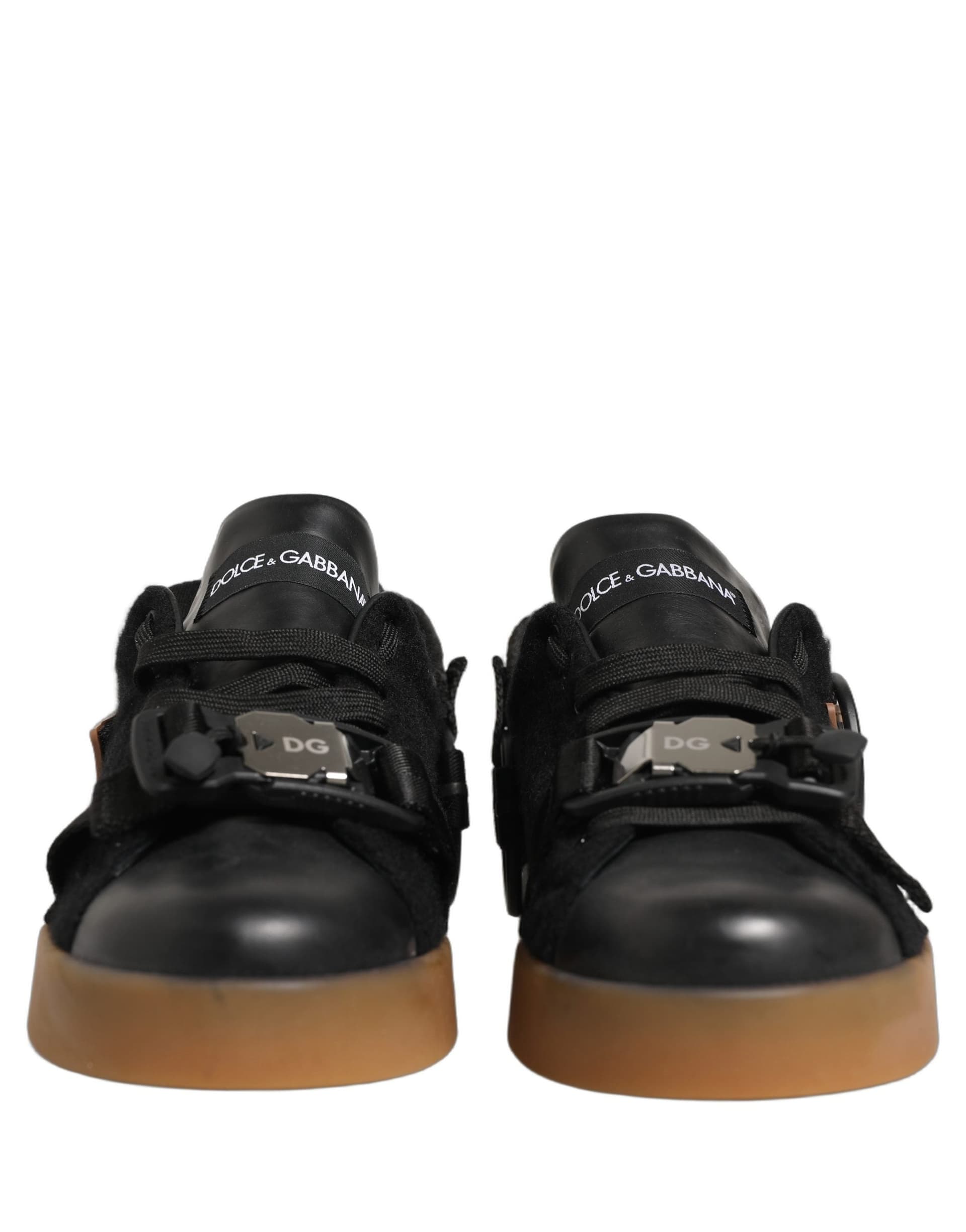Dolce & Gabbana Black Leather Low Trainers Men Sneakers Shoes - 2