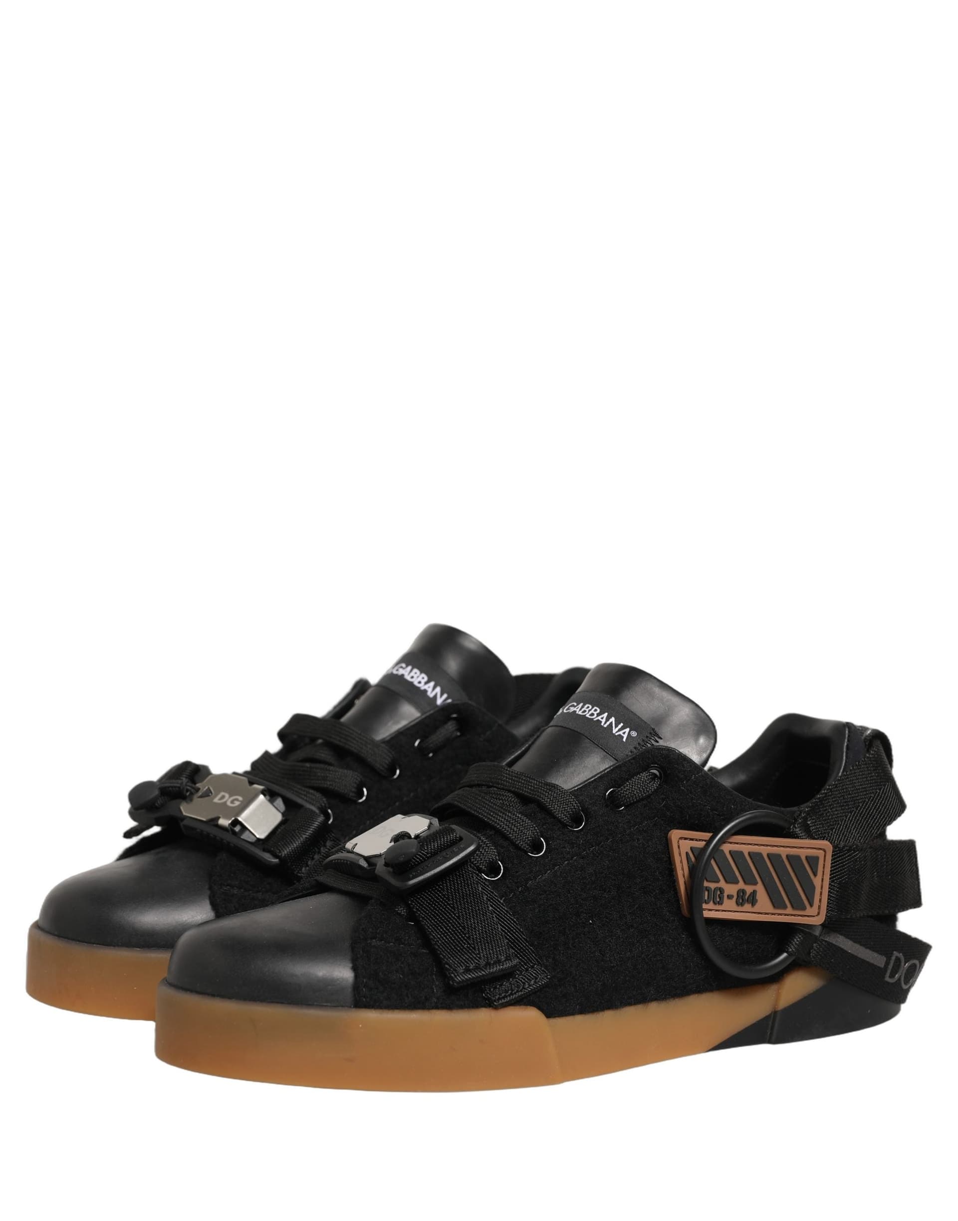 Dolce & Gabbana Black Leather Low Trainers Men Sneakers Shoes - 3
